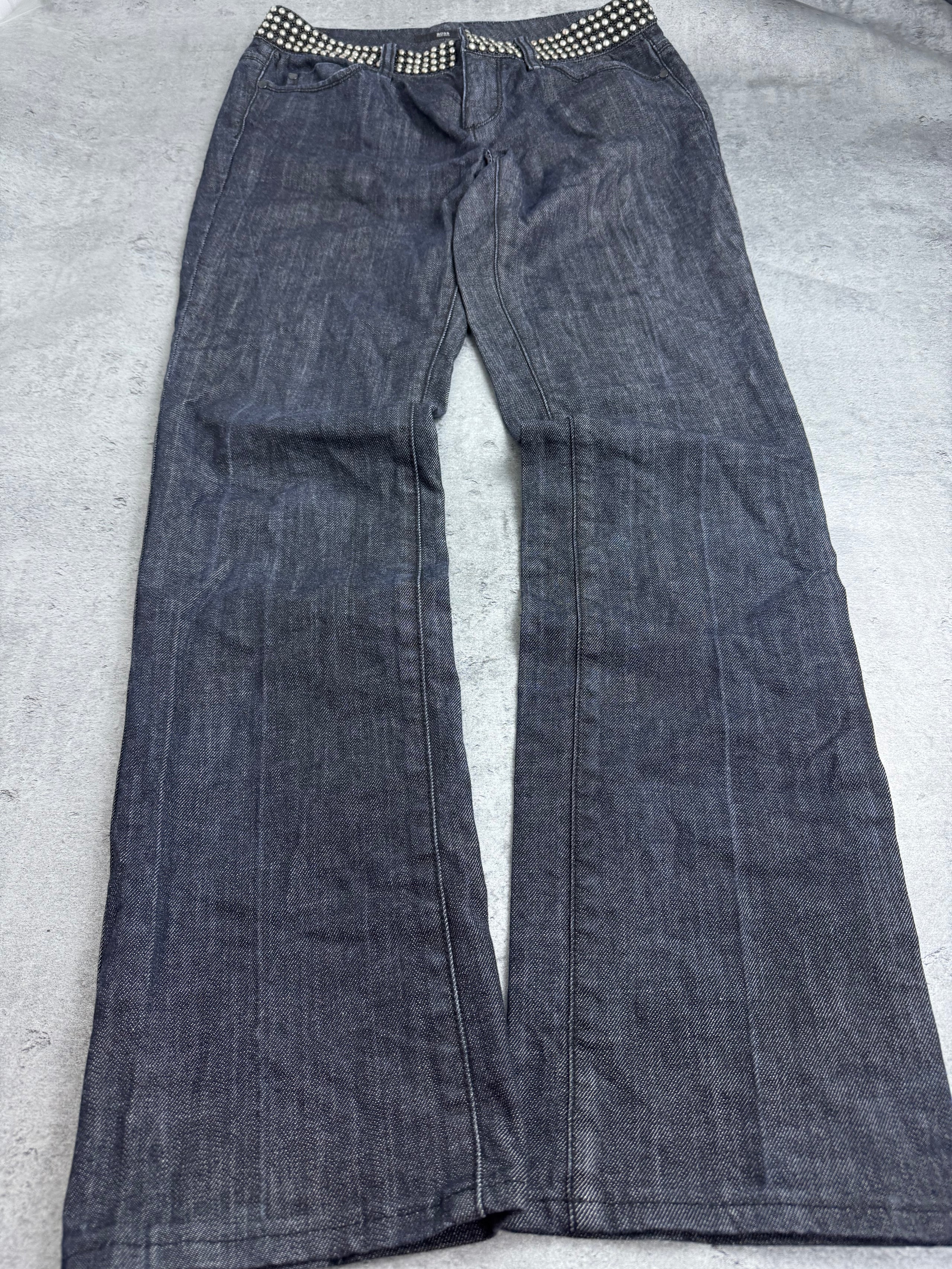 Hugo Boss Y2K Studs Spodnie Straight Leg Czarne Szare JE175