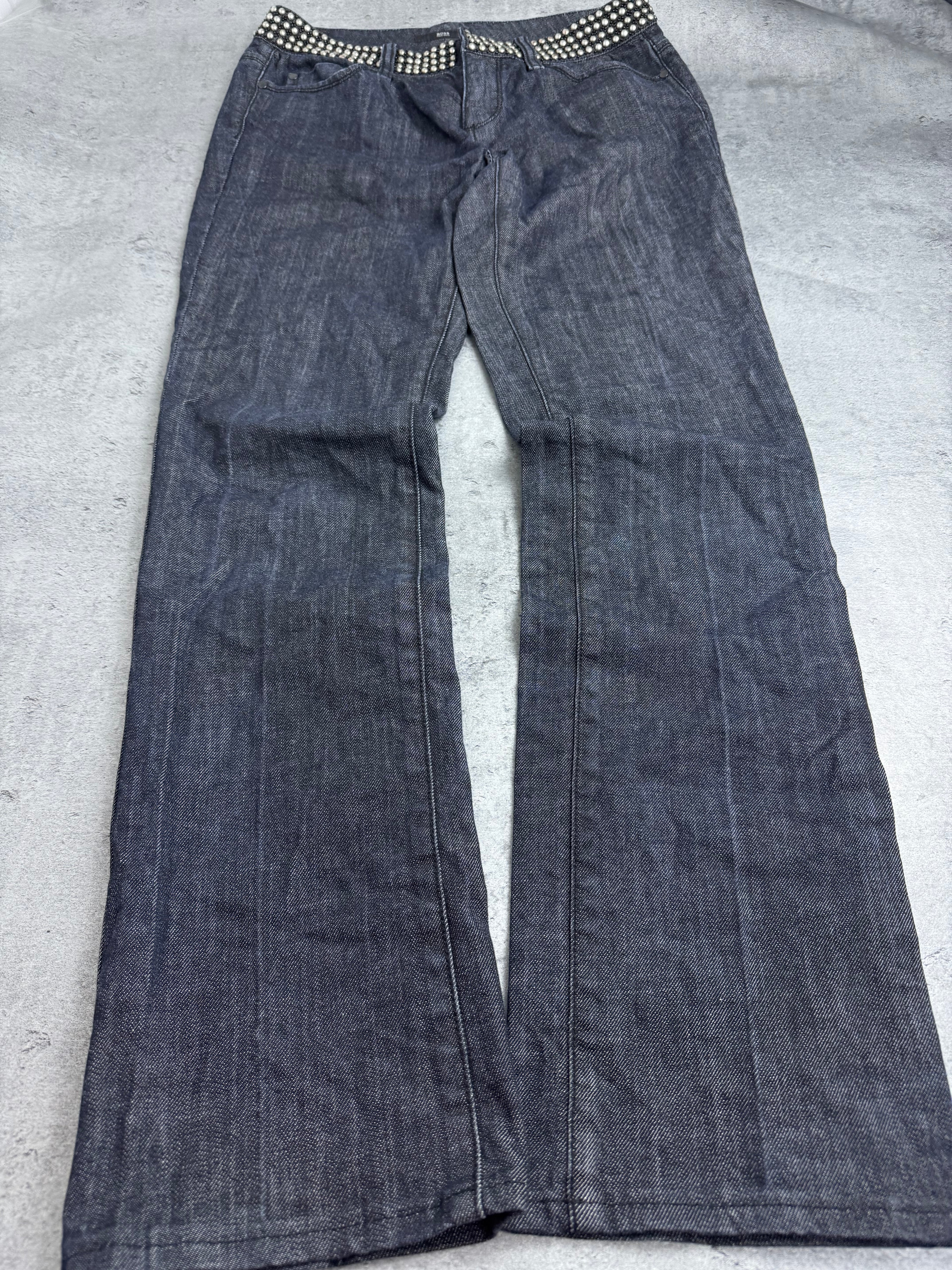 Hugo Boss Y2K Studs Spodnie Straight Leg Czarne Szare JE175