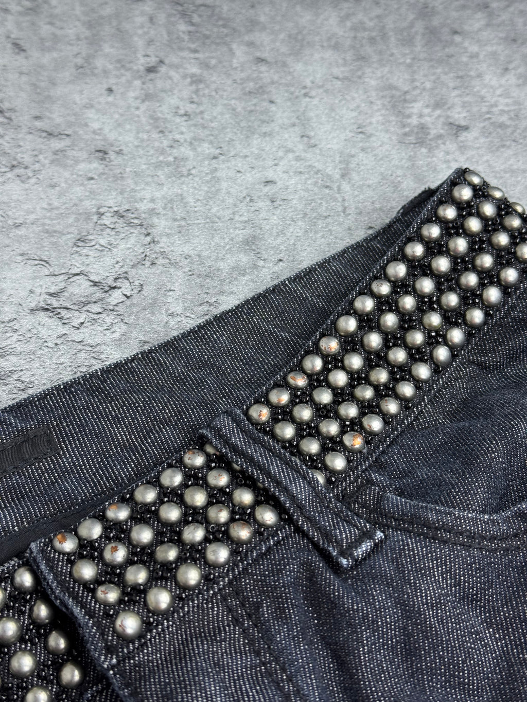 Hugo Boss Y2K Studs Spodnie Straight Leg Czarne Szare JE175