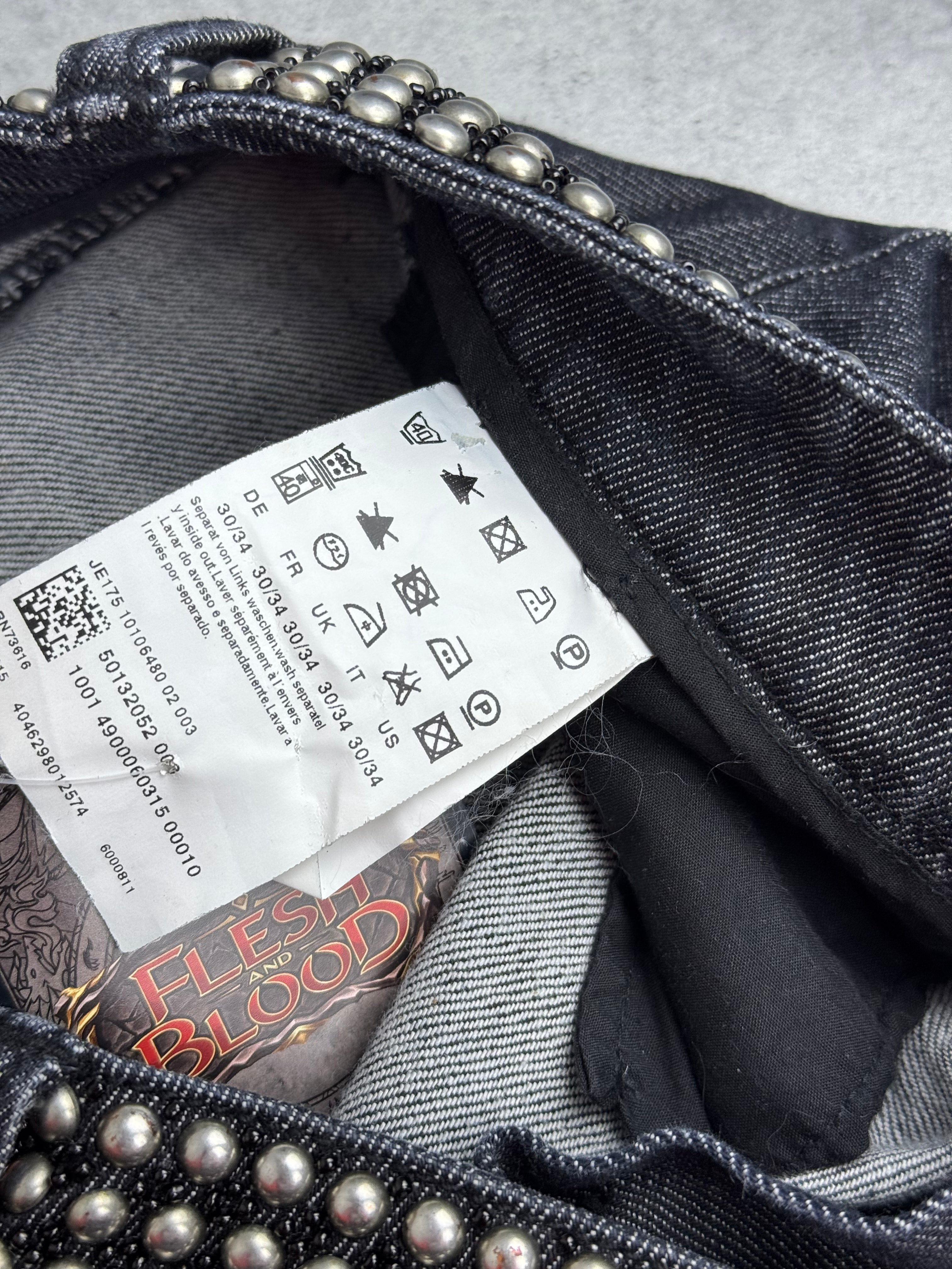 Hugo Boss Y2K Studs Spodnie Straight Leg Czarne Szare JE175