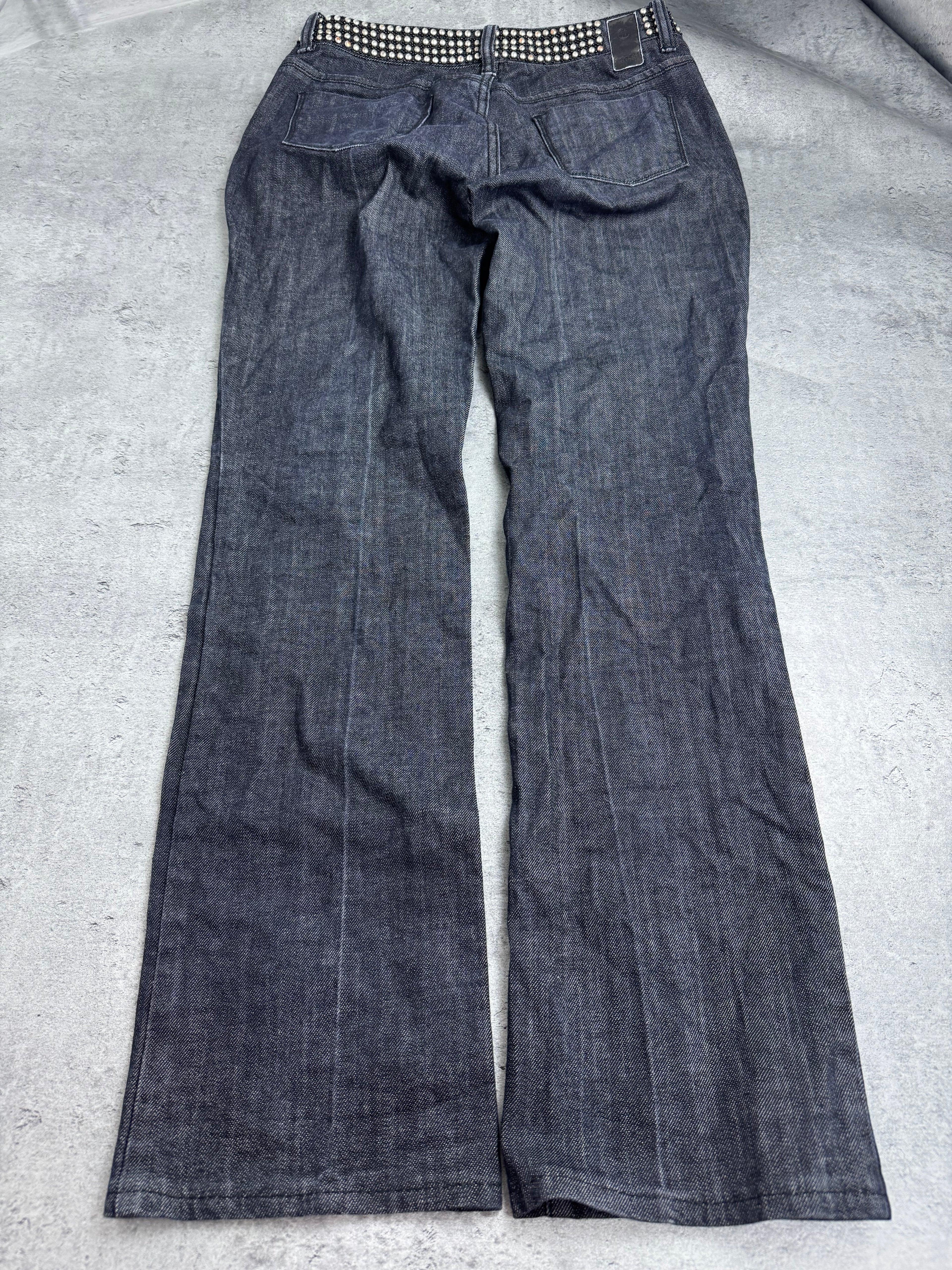 Hugo Boss Y2K Studs Spodnie Straight Leg Czarne Szare JE175