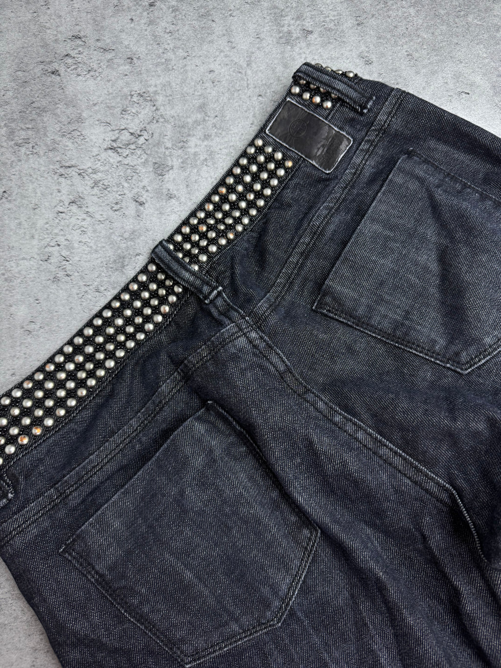 Hugo Boss Y2K Studs Spodnie Straight Leg Czarne Szare JE175