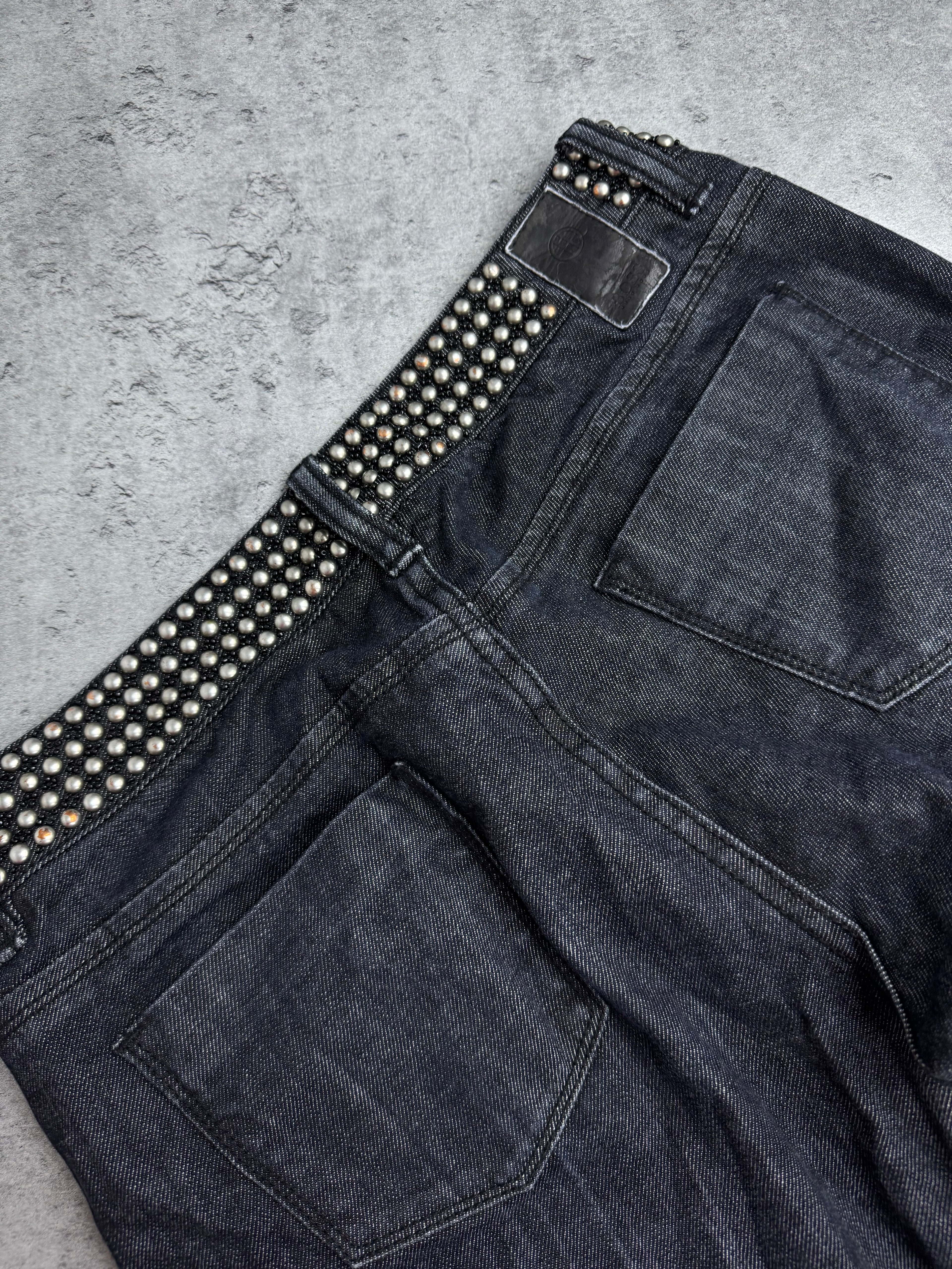 Hugo Boss Y2K Studs Spodnie Straight Leg Czarne Szare JE175