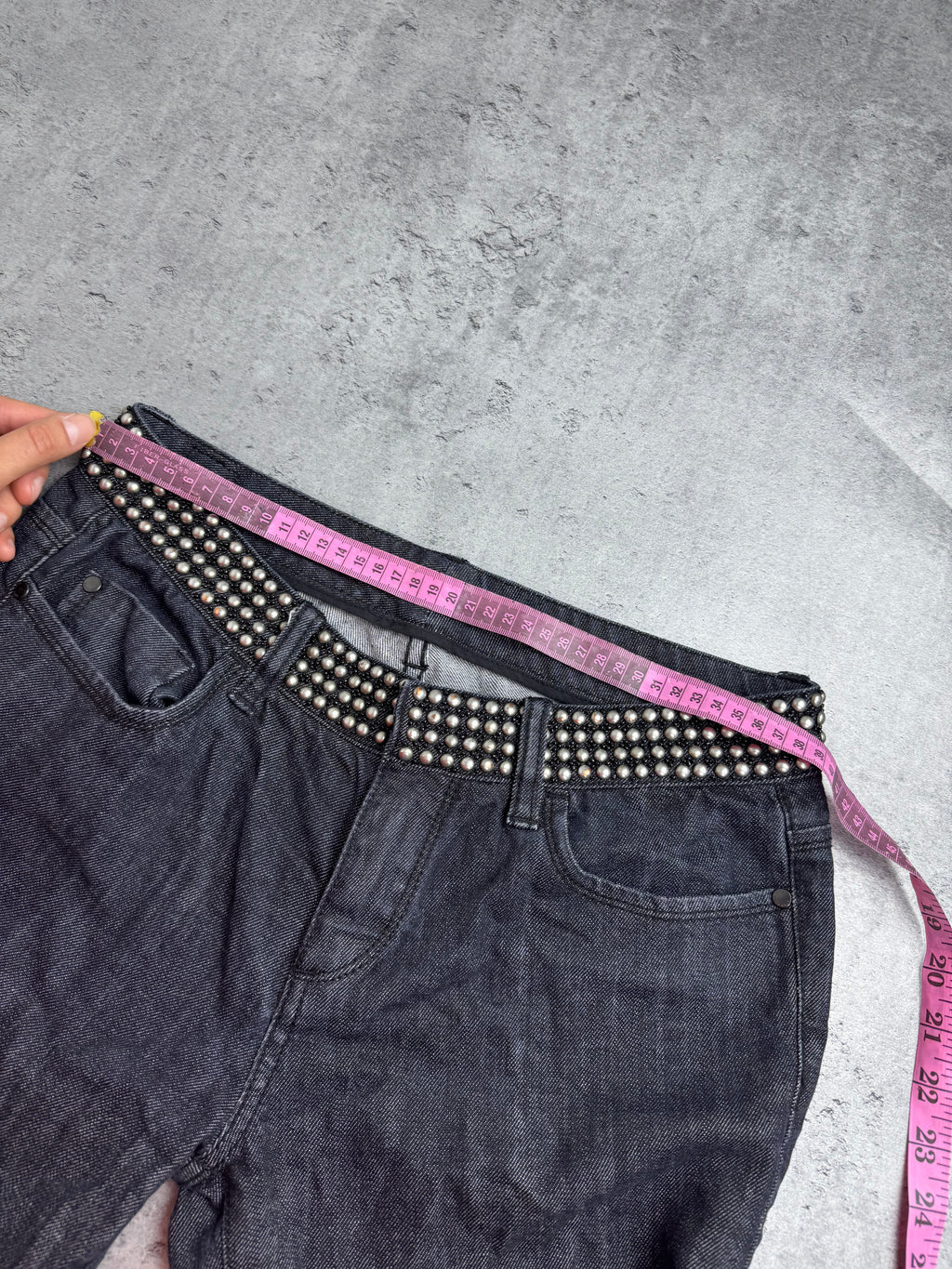 Hugo Boss Y2K Studs Spodnie Straight Leg Czarne Szare JE175