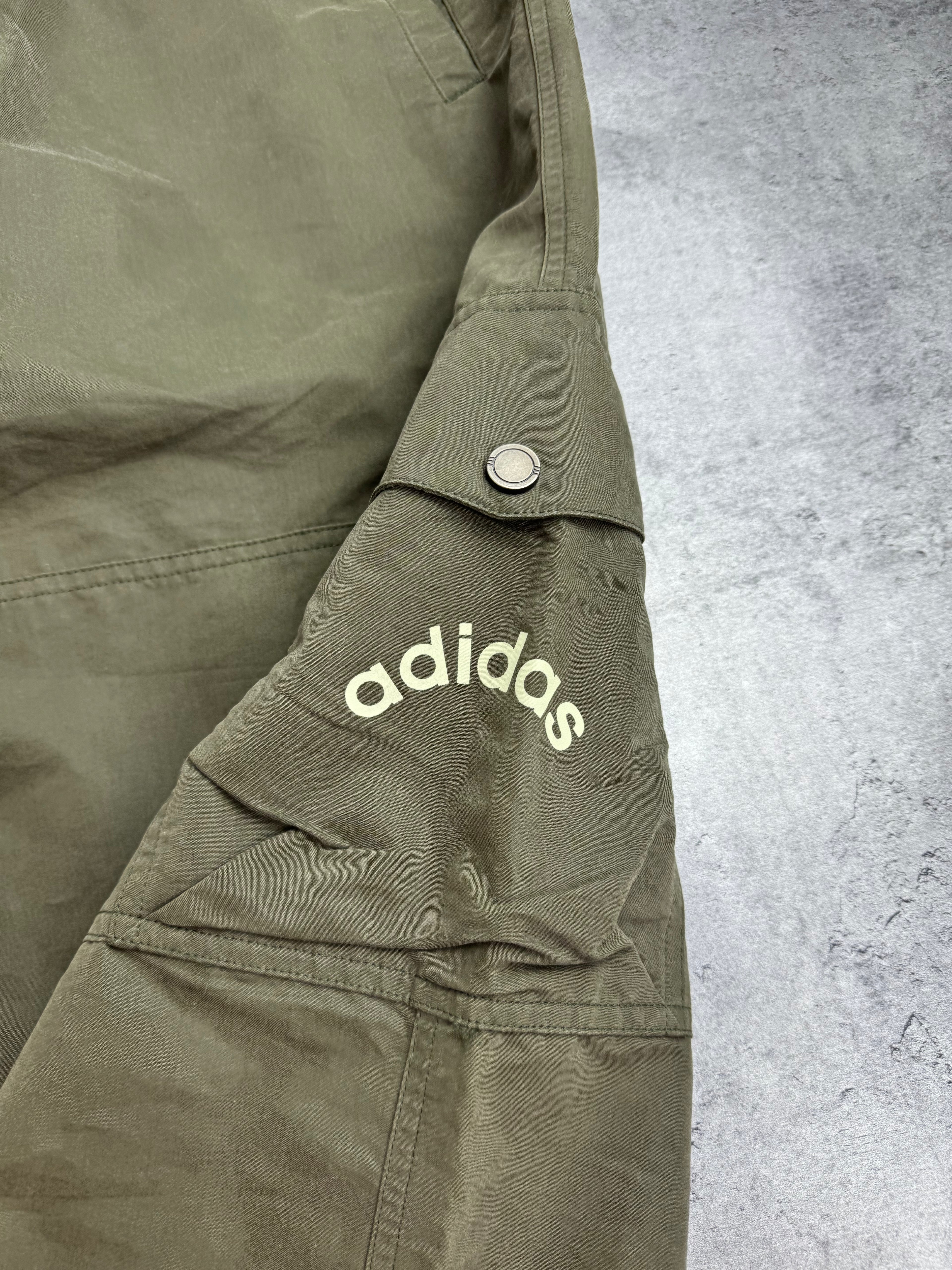 Adidas 2003 Rybaczki Cargo Shorts Spodenki Baggy Earth Tone Y2K Skater Vintage Szorty Capri