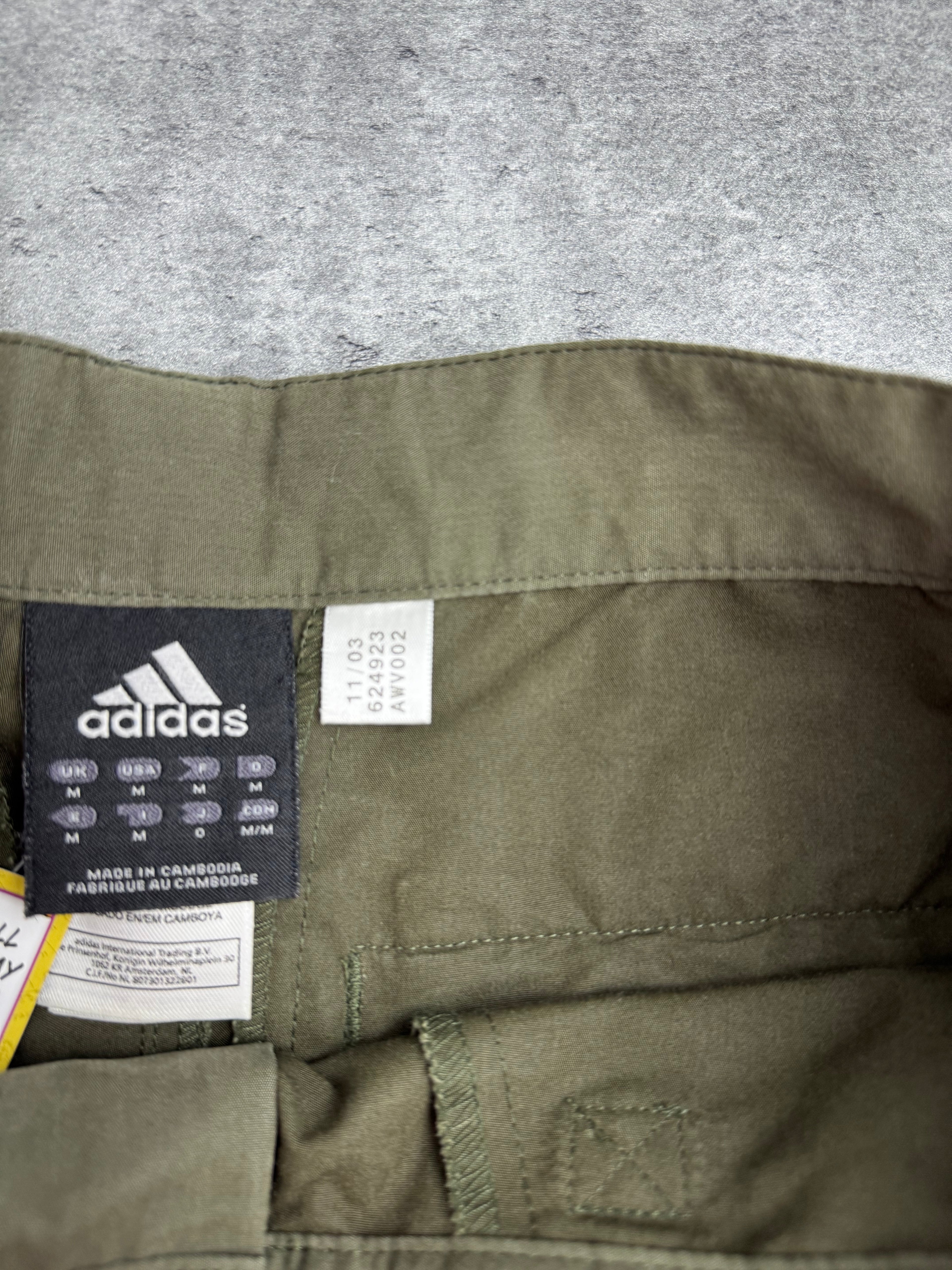 Adidas 2003 Rybaczki Cargo Shorts Spodenki Baggy Earth Tone Y2K Skater Vintage Szorty Capri