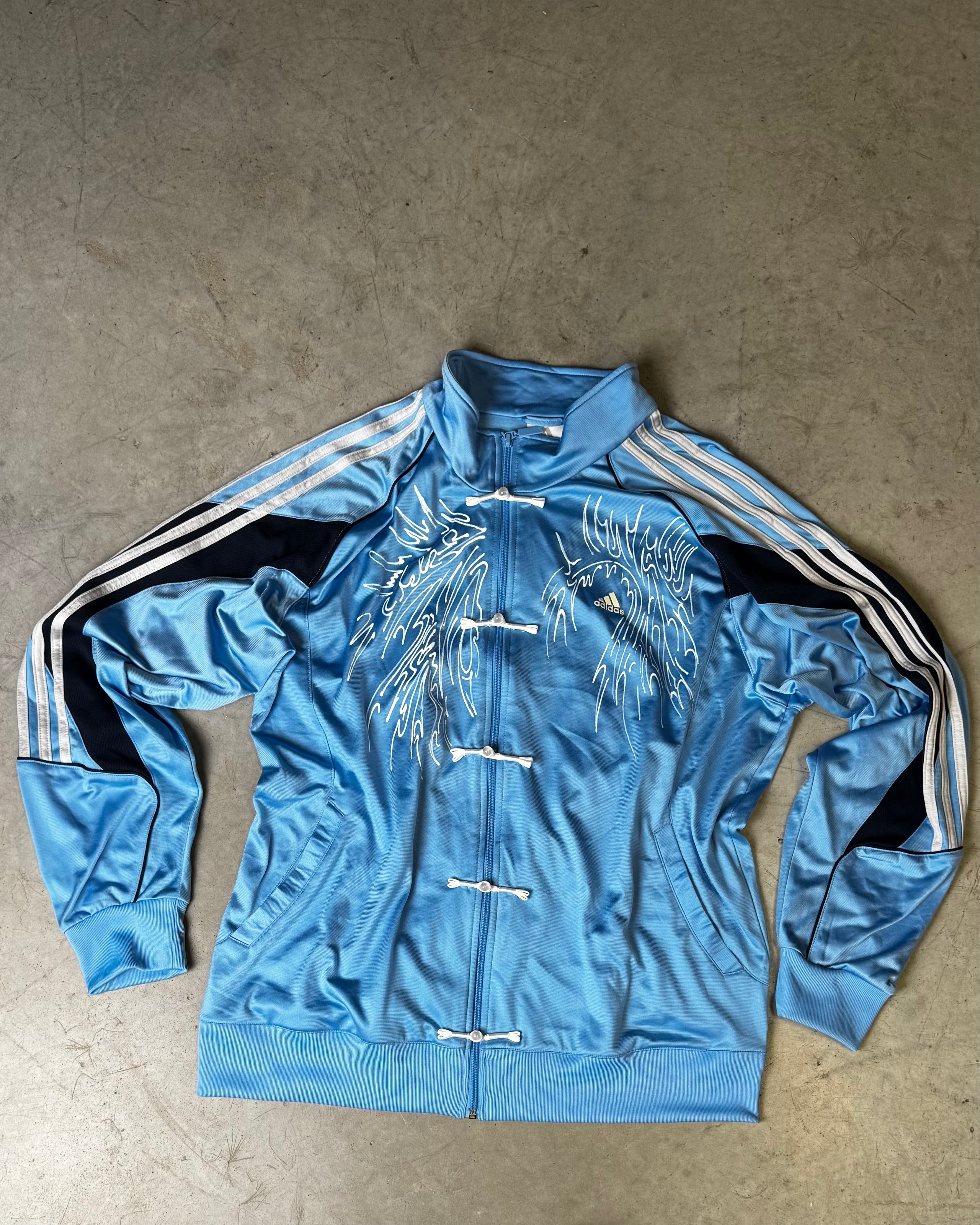 Błękitna bluza Adidas – Ręcznie robiony custom / Unikat 1of1