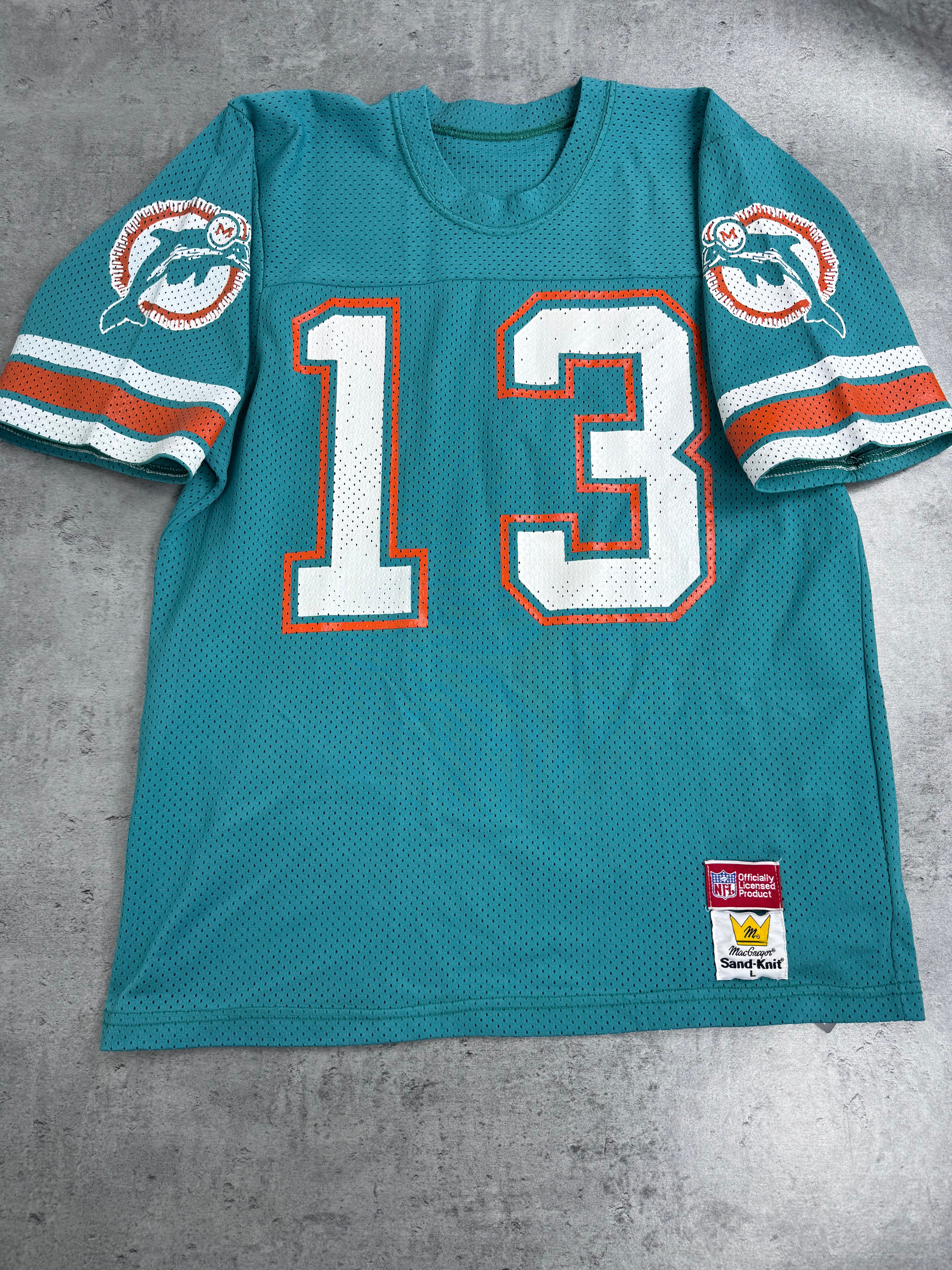 Dan Marino 80s Miami Doplhins Sand Knit Made in USA NFL Football Jersey Oversized Koszulka Sportowa