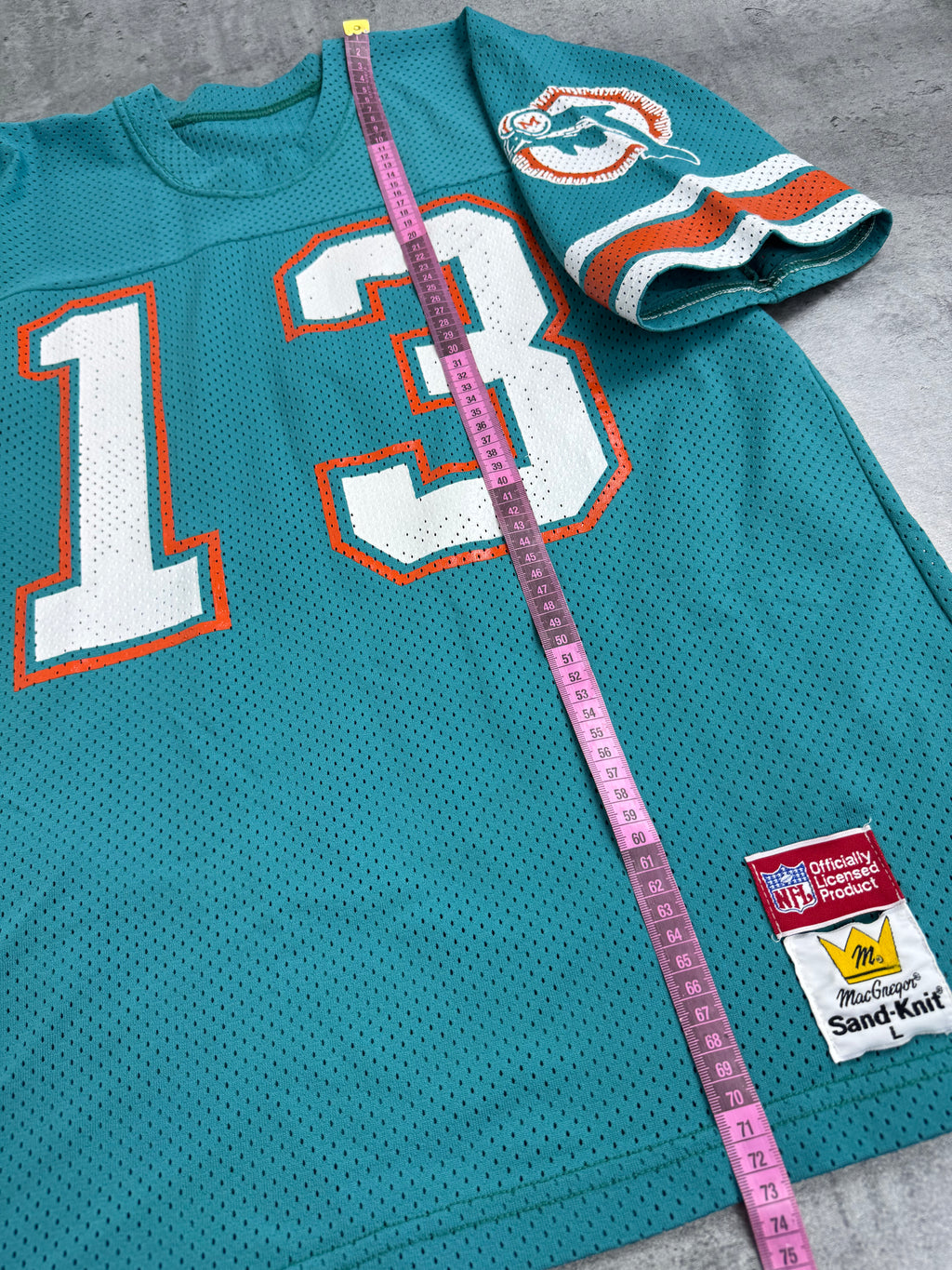 Dan Marino 80s Miami Doplhins Sand Knit Made in USA NFL Football Jersey Oversized Koszulka Sportowa