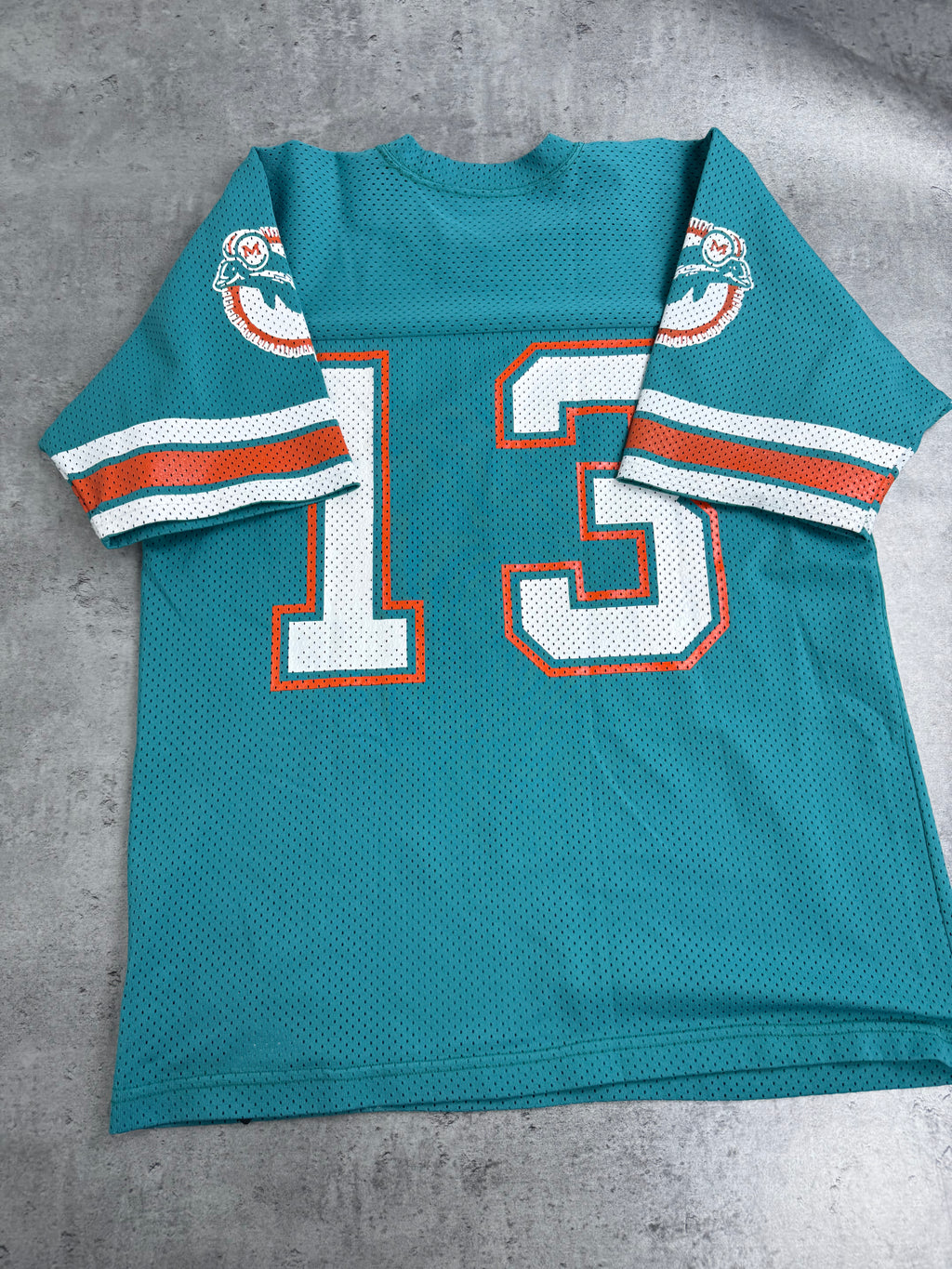 Dan Marino 80s Miami Doplhins Sand Knit Made in USA NFL Football Jersey Oversized Koszulka Sportowa