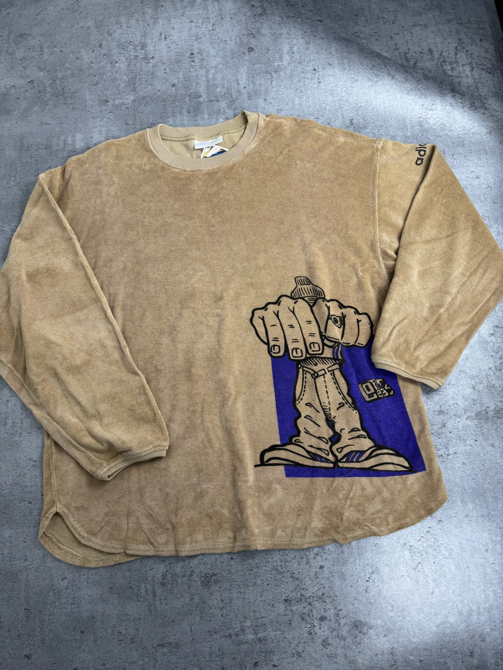 Adidas 90s RARE Grafitti Style Skater Graphic Sweatshirt Bluza Bez Kaptura Oversized HipHop