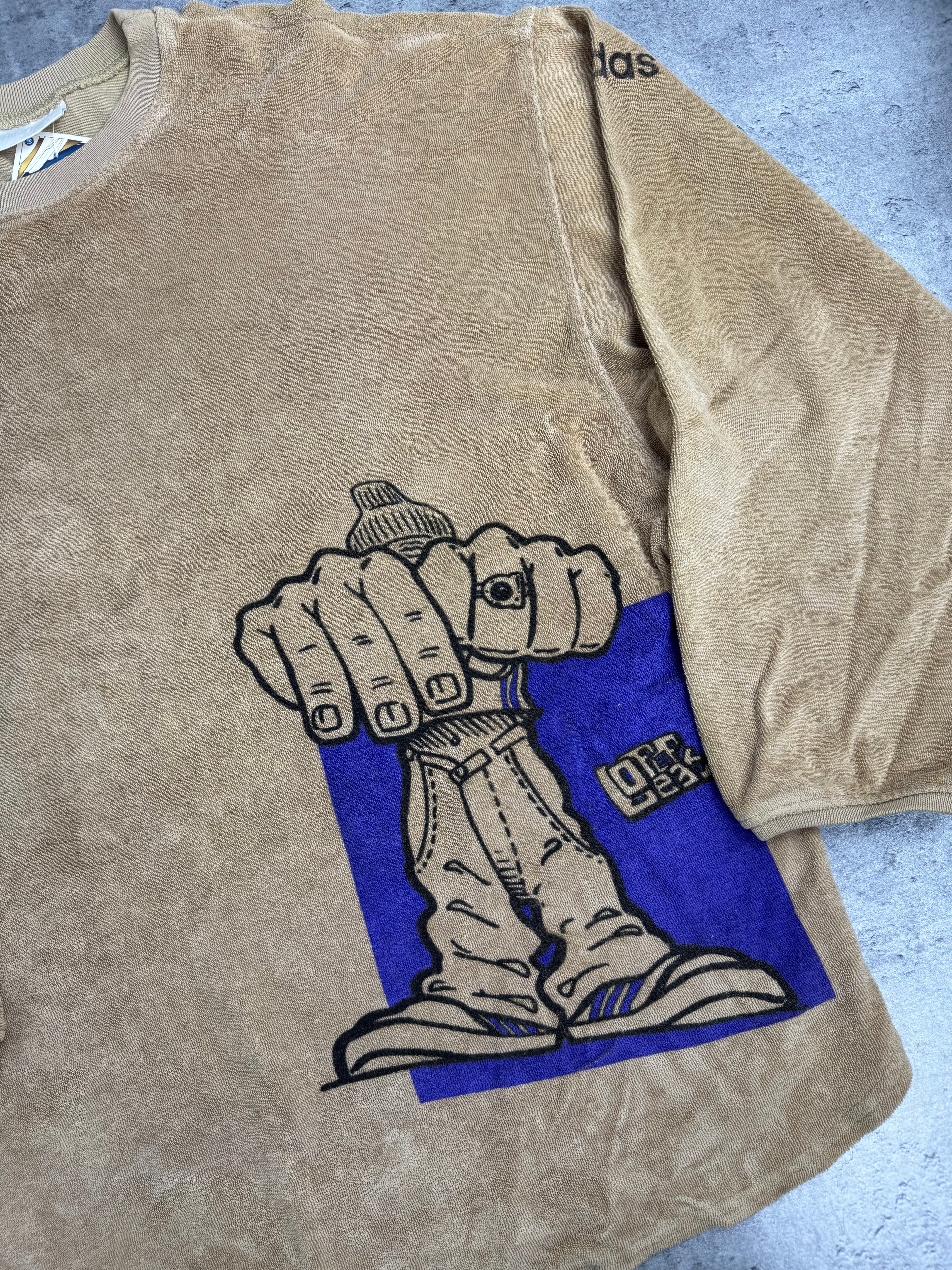 Adidas 90s RARE Grafitti Style Skater Graphic Sweatshirt Bluza Bez Kaptura Oversized HipHop