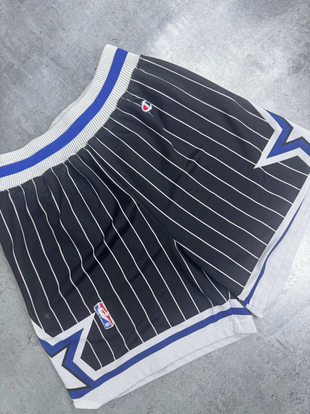 90s Orlando Magic Champion Shorts Sportowe Koszykarskie Spodenki Pinstripe