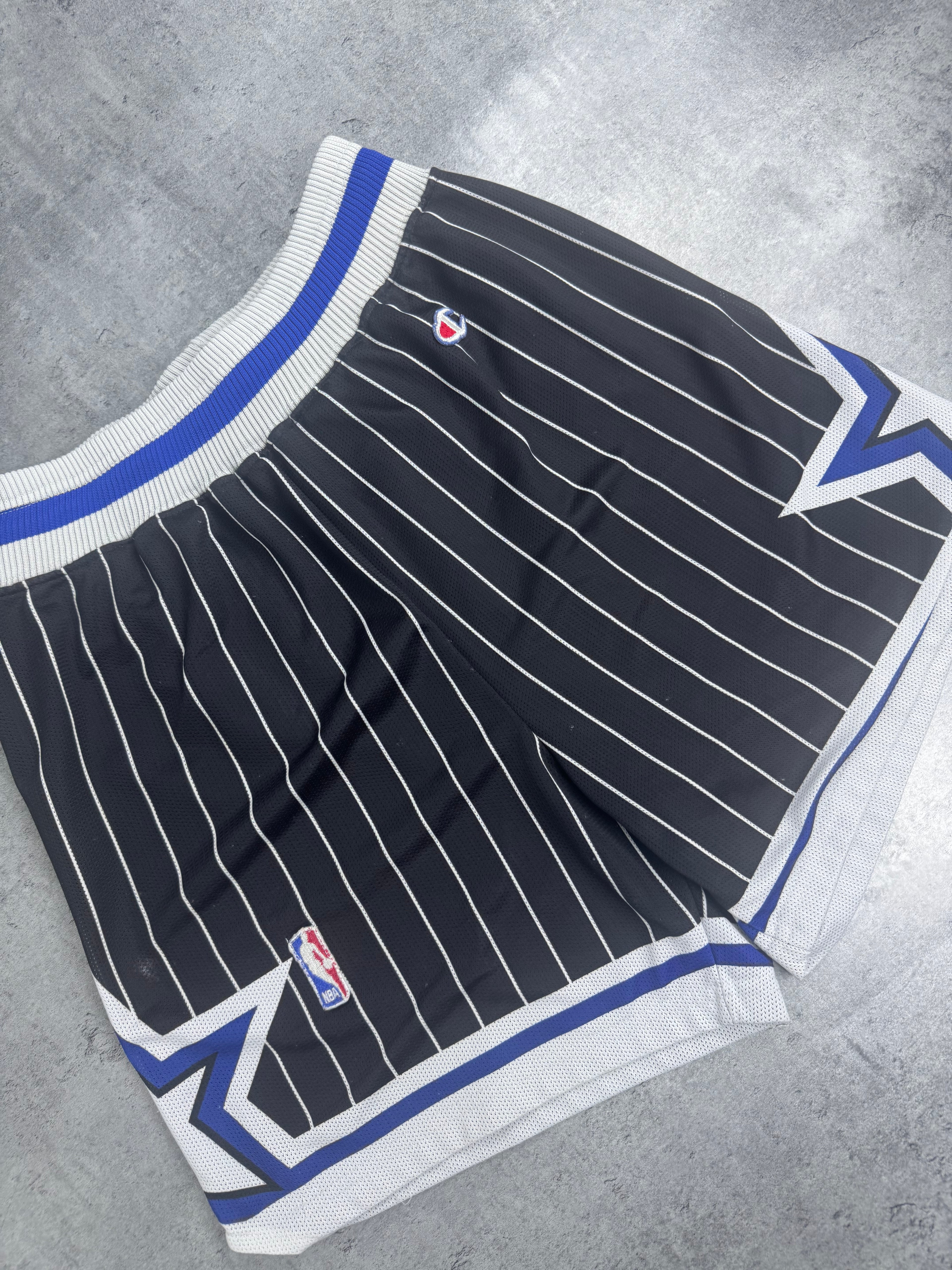 90s Orlando Magic Champion Shorts Sportowe Koszykarskie Spodenki Pinstripe