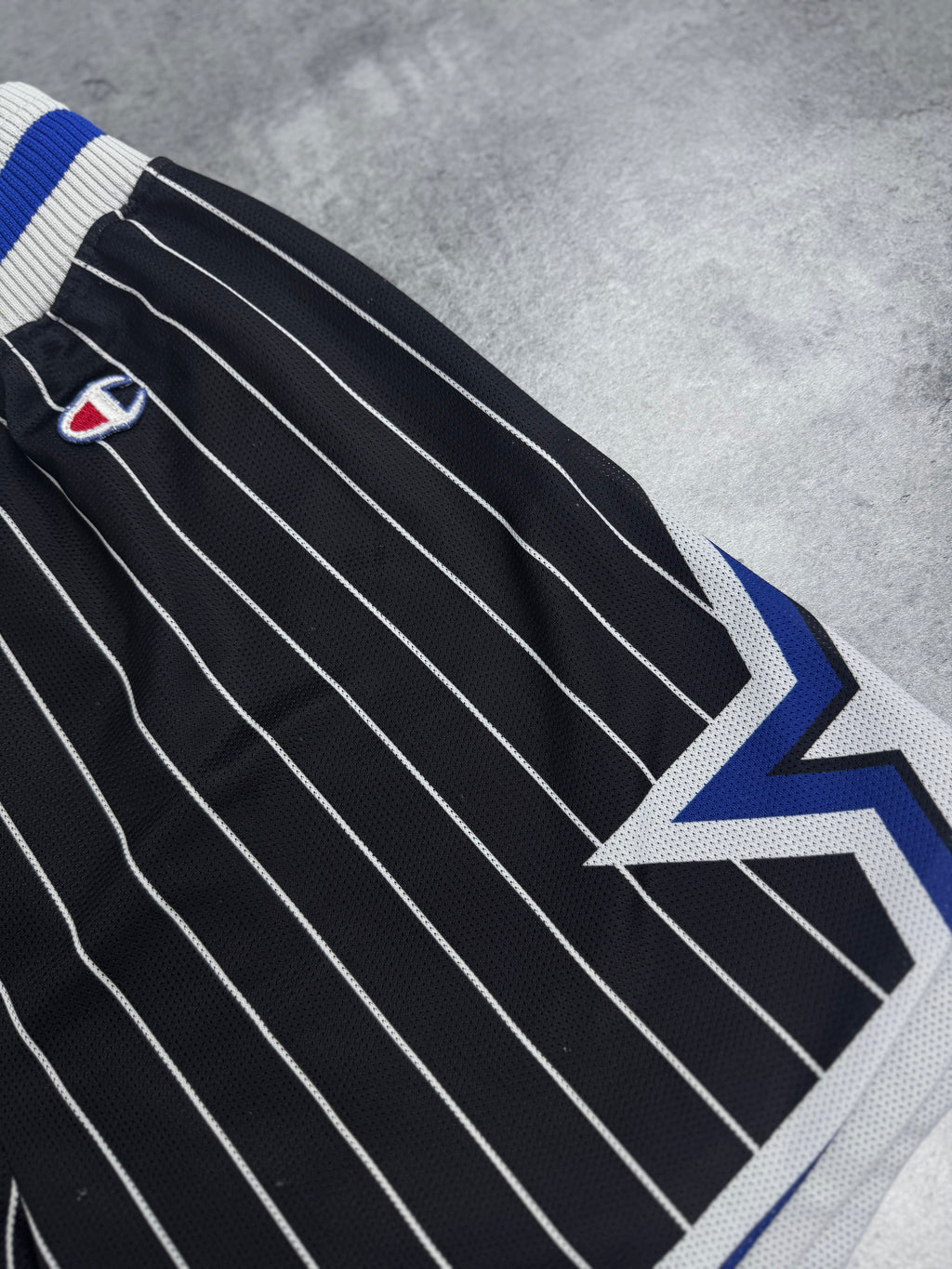 90s Orlando Magic Champion Shorts Sportowe Koszykarskie Spodenki Pinstripe