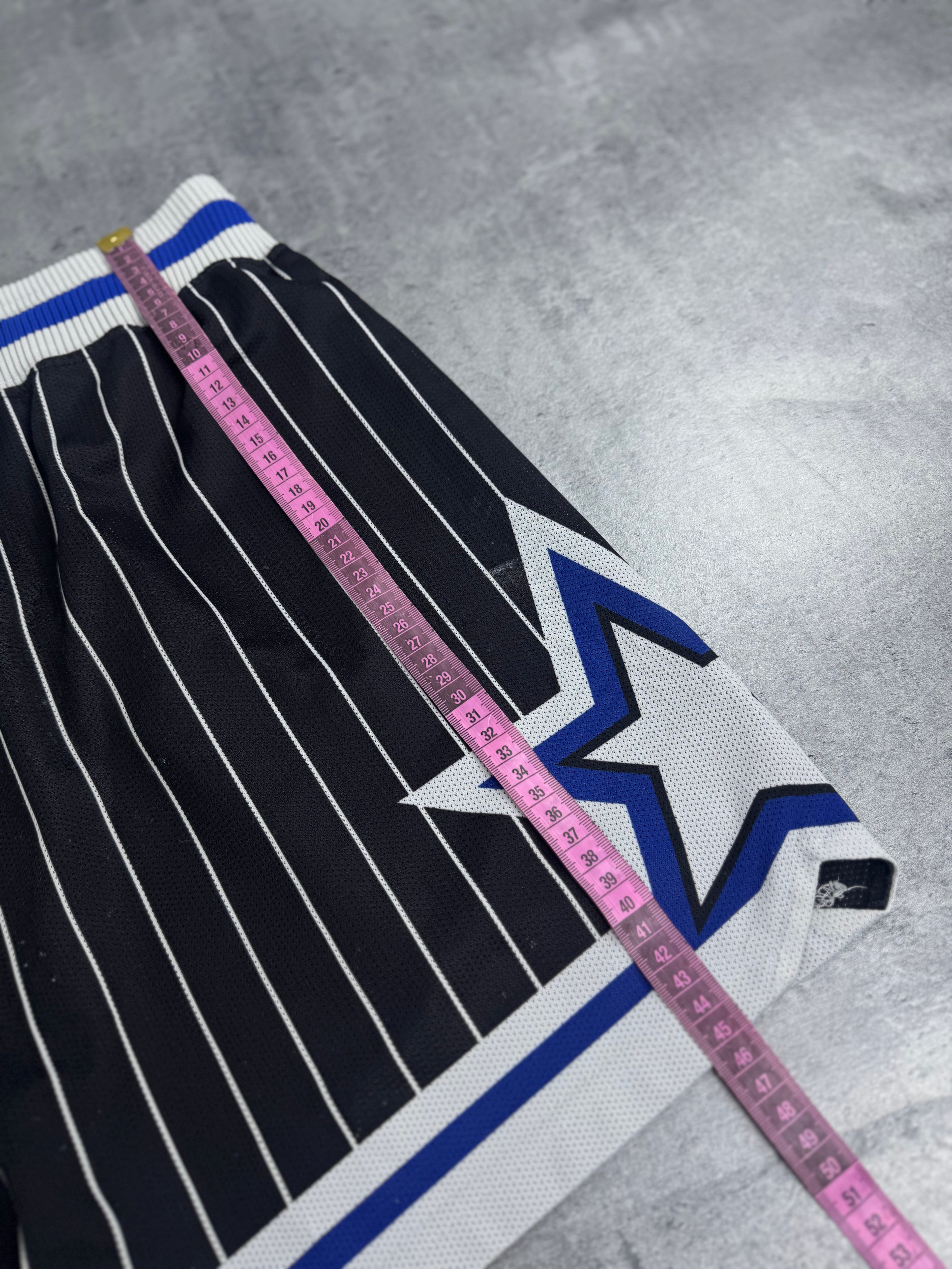 90s Orlando Magic Champion Shorts Sportowe Koszykarskie Spodenki Pinstripe