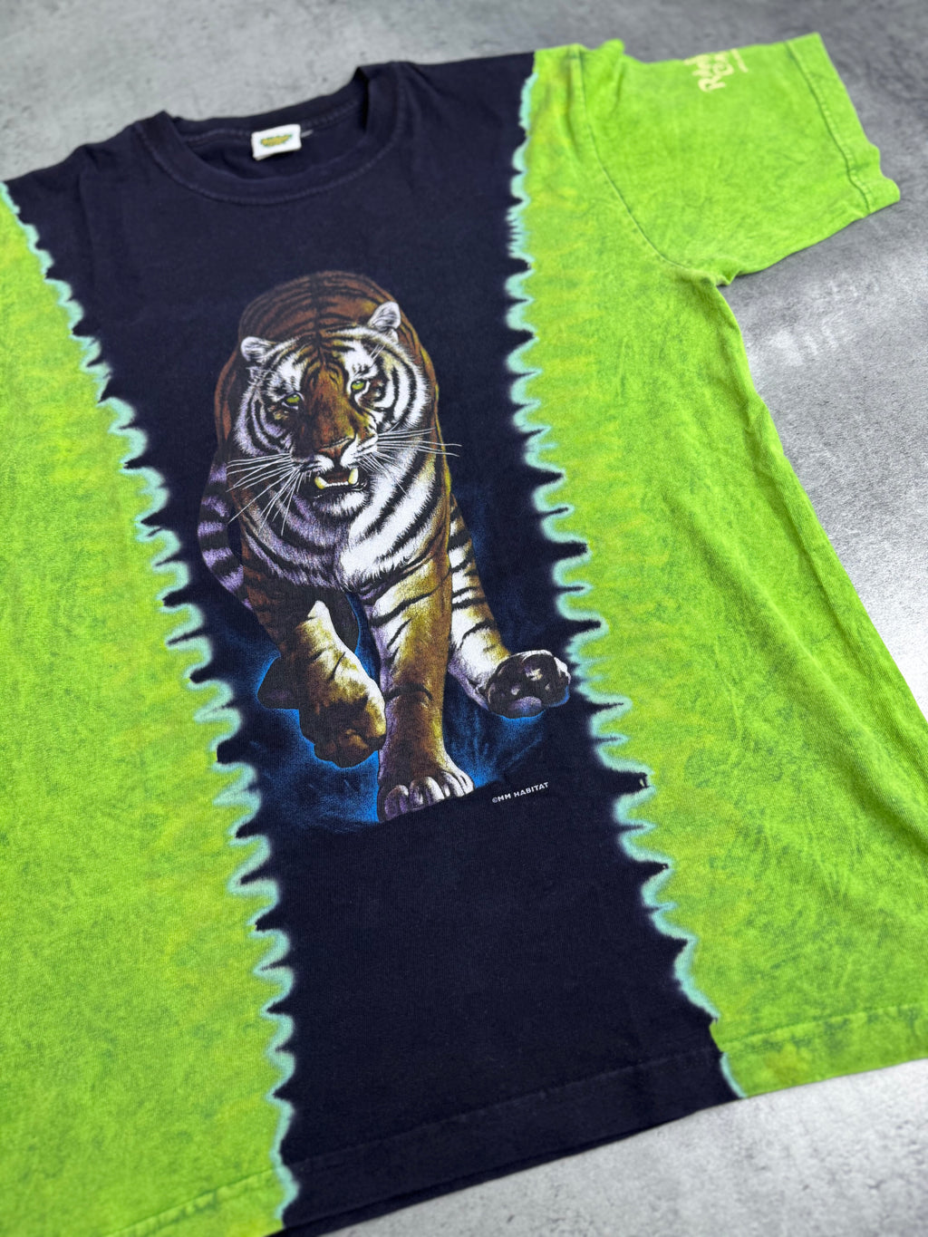 Rainforest Cafe USA Tie Dye Rok 2000 Tiger Graphic Tee Shirt Nature Koszulka z Nadrukiem