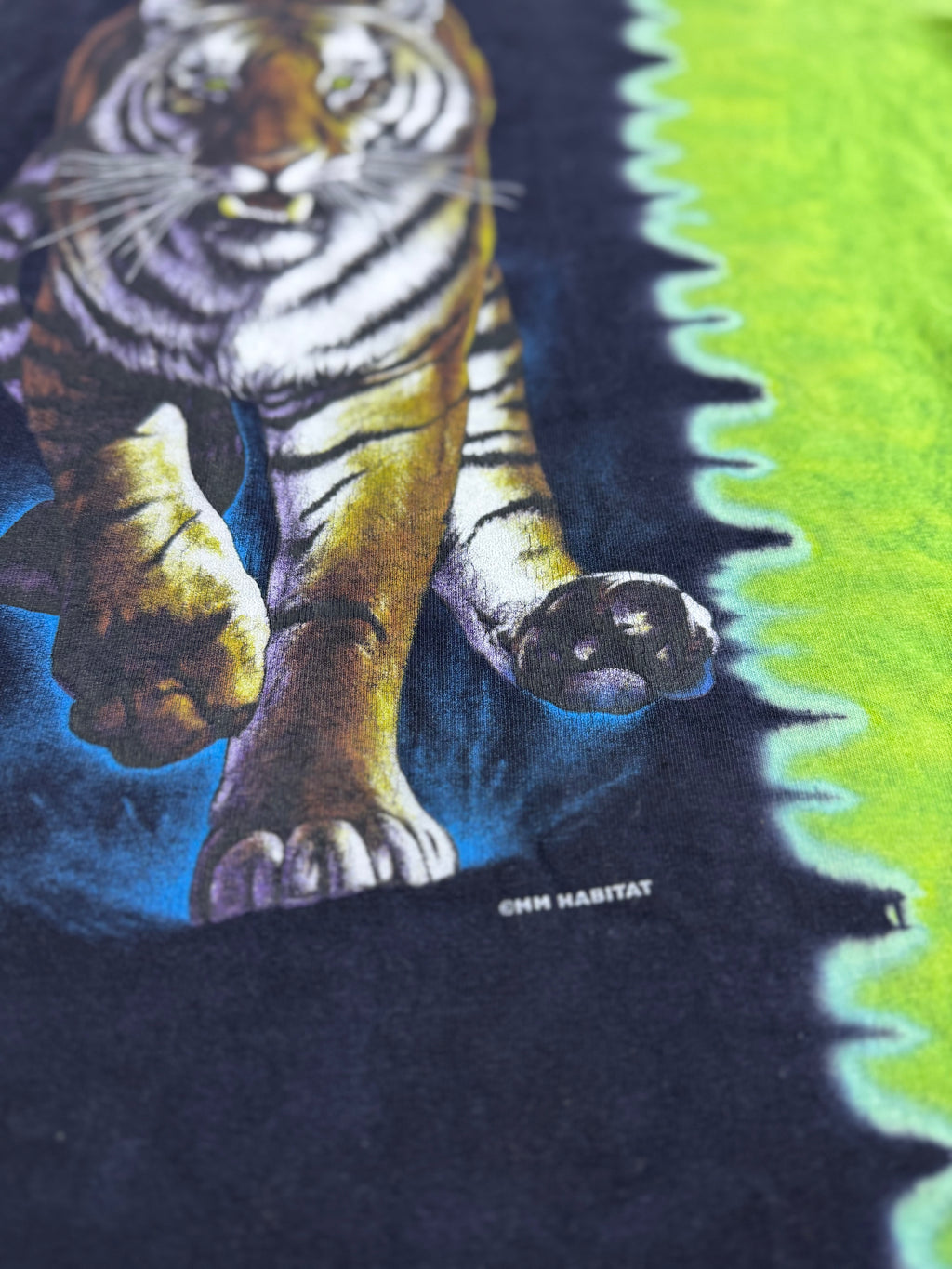 Rainforest Cafe USA Tie Dye Rok 2000 Tiger Graphic Tee Shirt Nature Koszulka z Nadrukiem