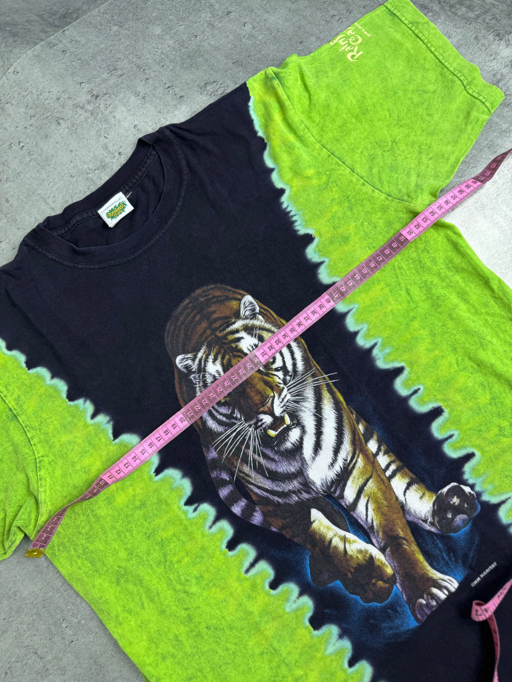 Rainforest Cafe USA Tie Dye Rok 2000 Tiger Graphic Tee Shirt Nature Koszulka z Nadrukiem
