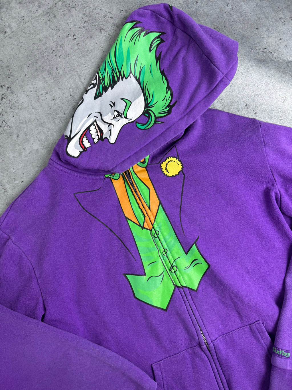 Joker Six Flags Cartoon Bluza z Kapturem Grafika na Kapturze DC Comics aka Shark