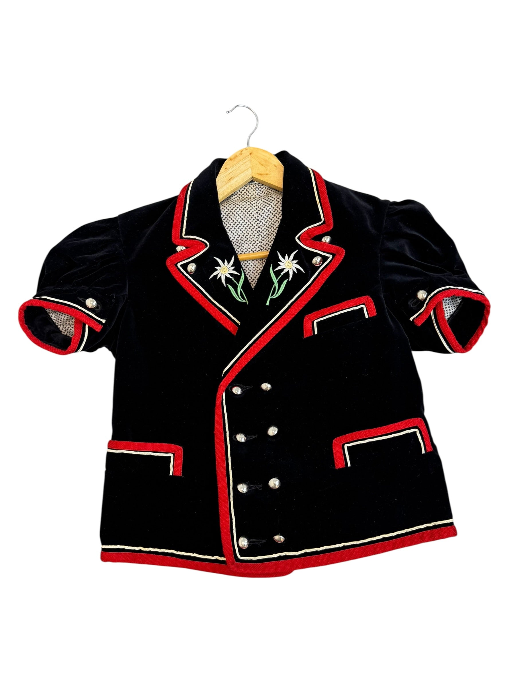 Vintage 90s Lutteurs Austrian Folk Jacket  Velvet Blazer Tyrol Oktoberfest Edelweiss Cottagecore