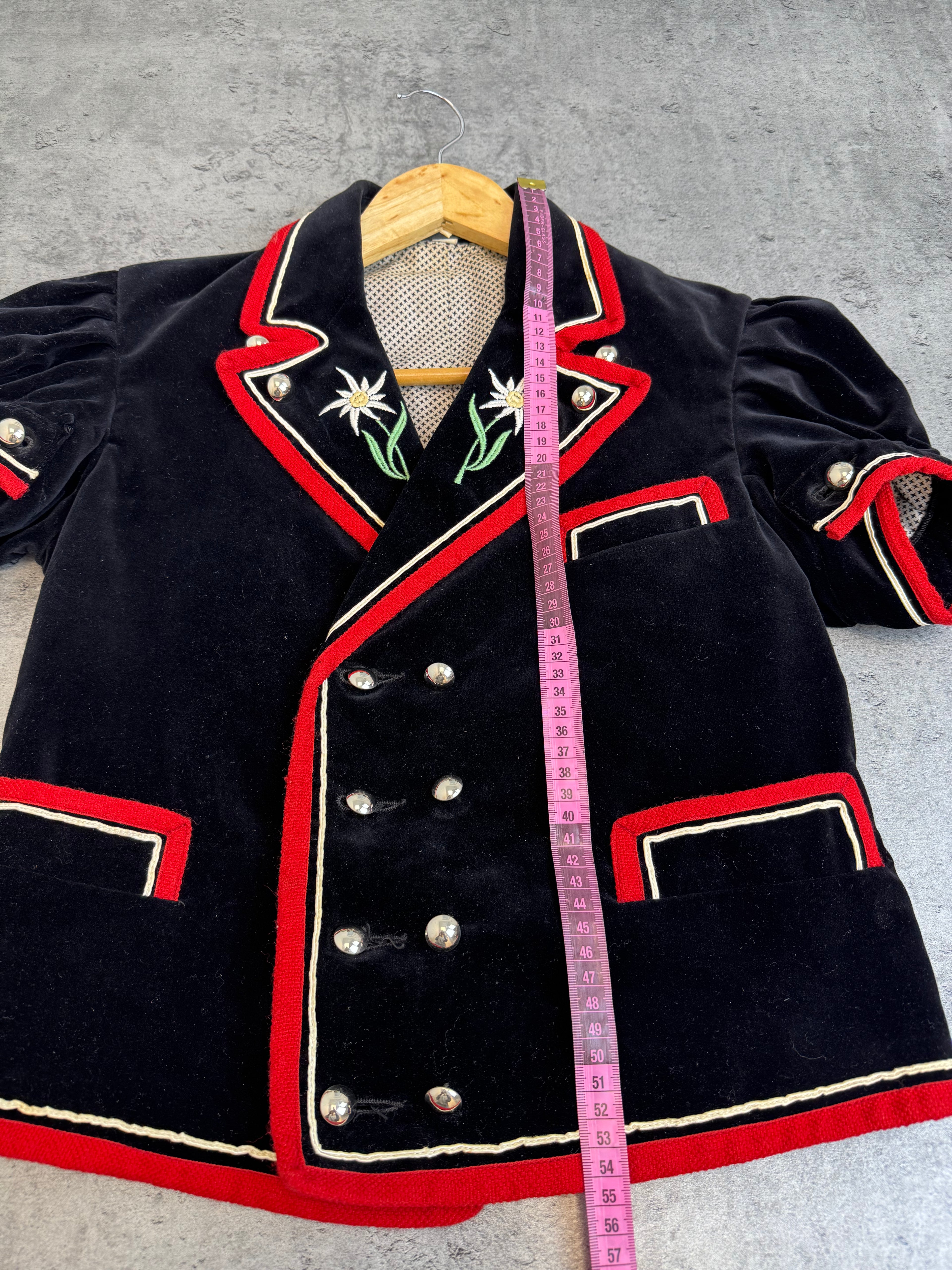 Vintage 90s Lutteurs Austrian Folk Jacket  Velvet Blazer Tyrol Oktoberfest Edelweiss Cottagecore