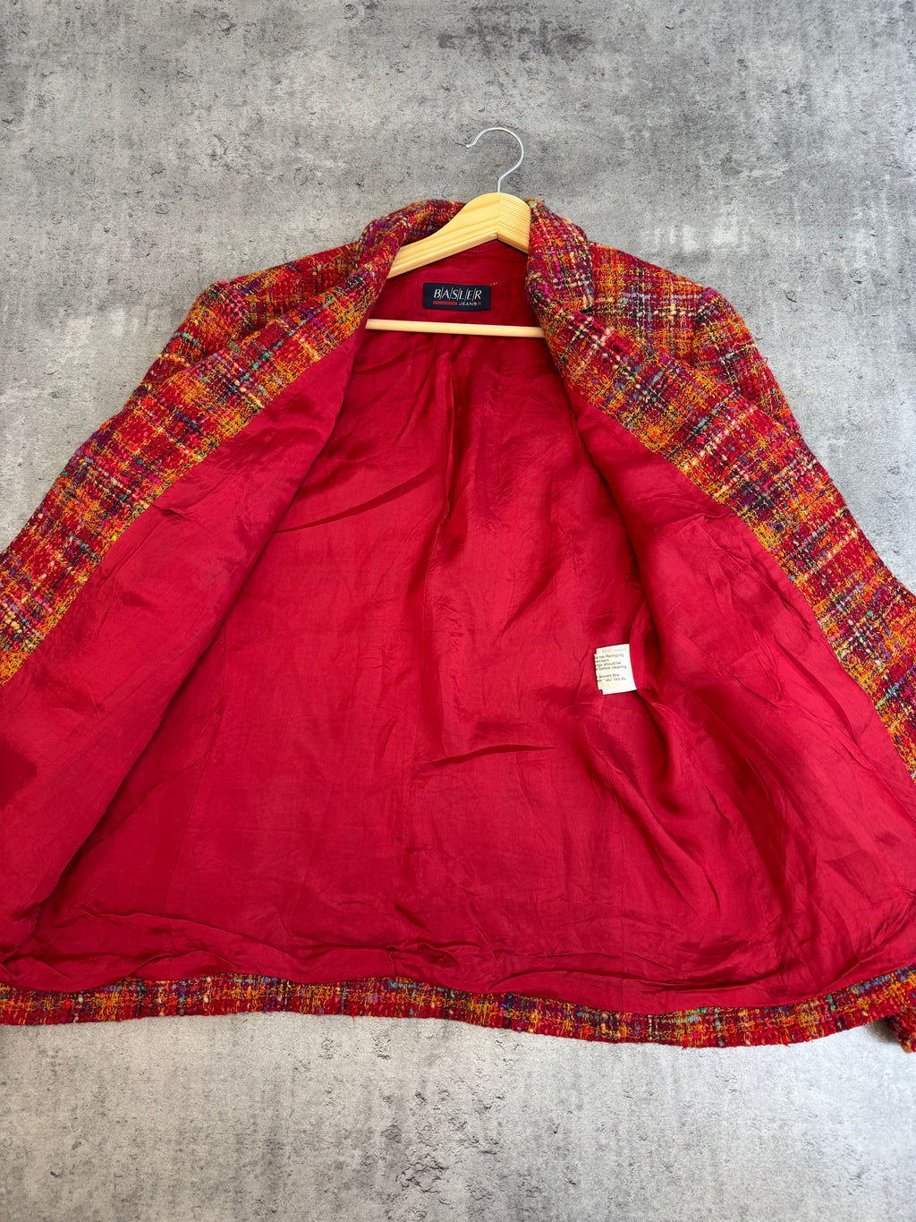 Basler 90s Tweed Blazer Jacket Colorful Wool Boucle Floral Elegancka Marynarka
