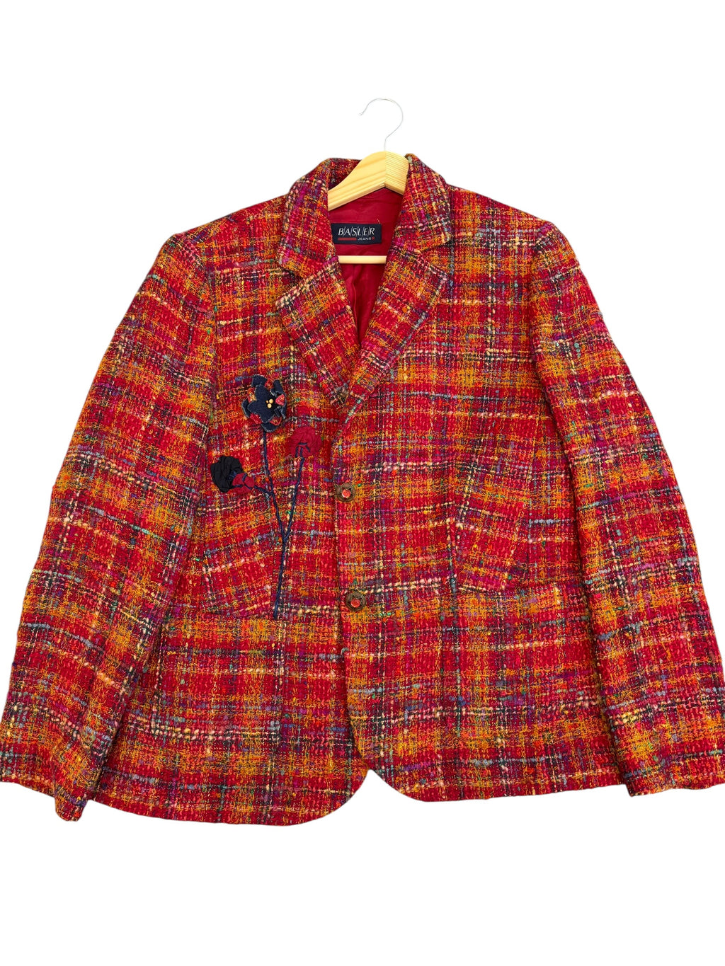 Basler 90s Tweed Blazer Jacket Colorful Wool Boucle Floral Elegancka Marynarka