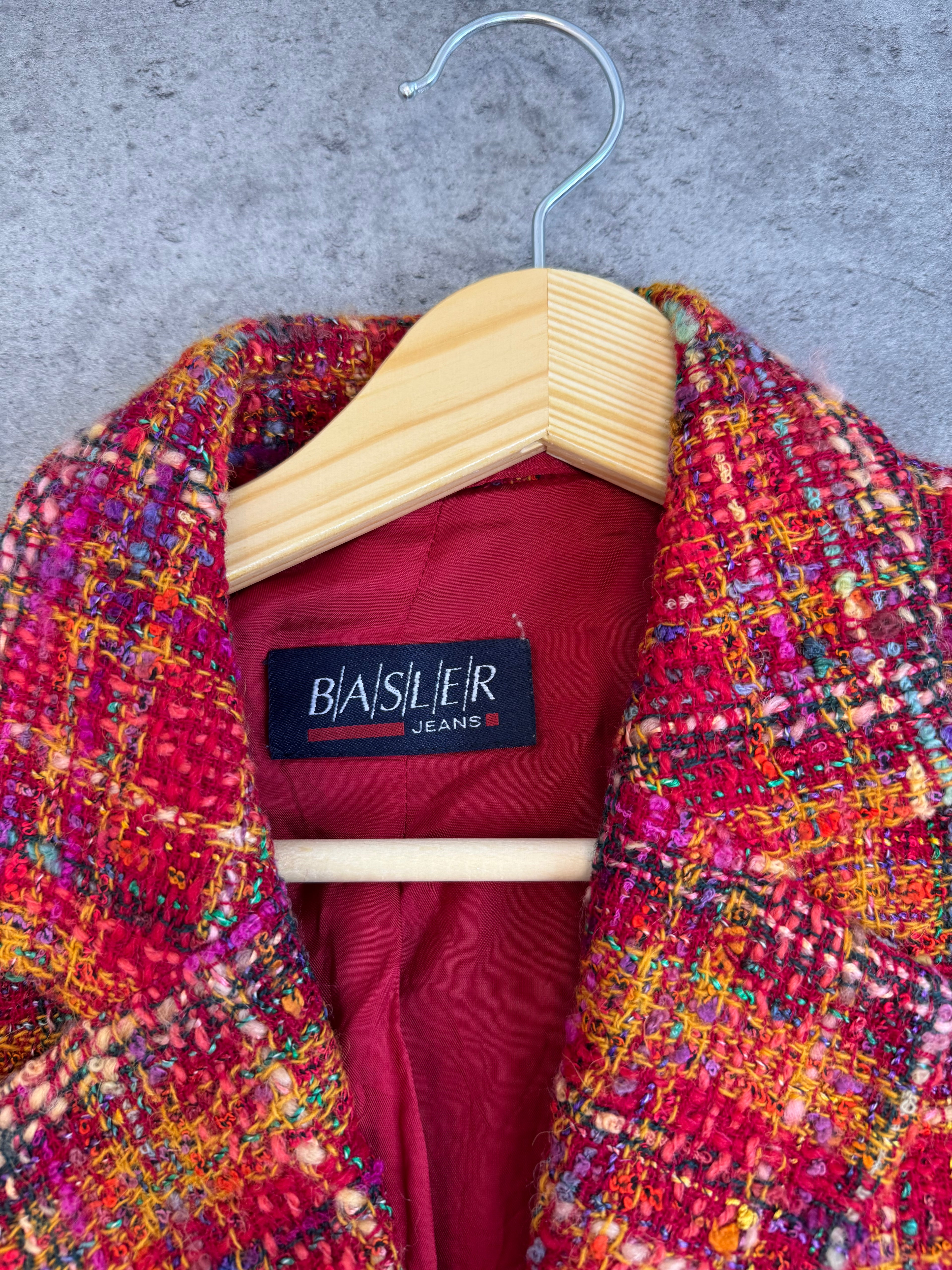 Basler 90s Tweed Blazer Jacket Colorful Wool Boucle Floral Elegancka Marynarka