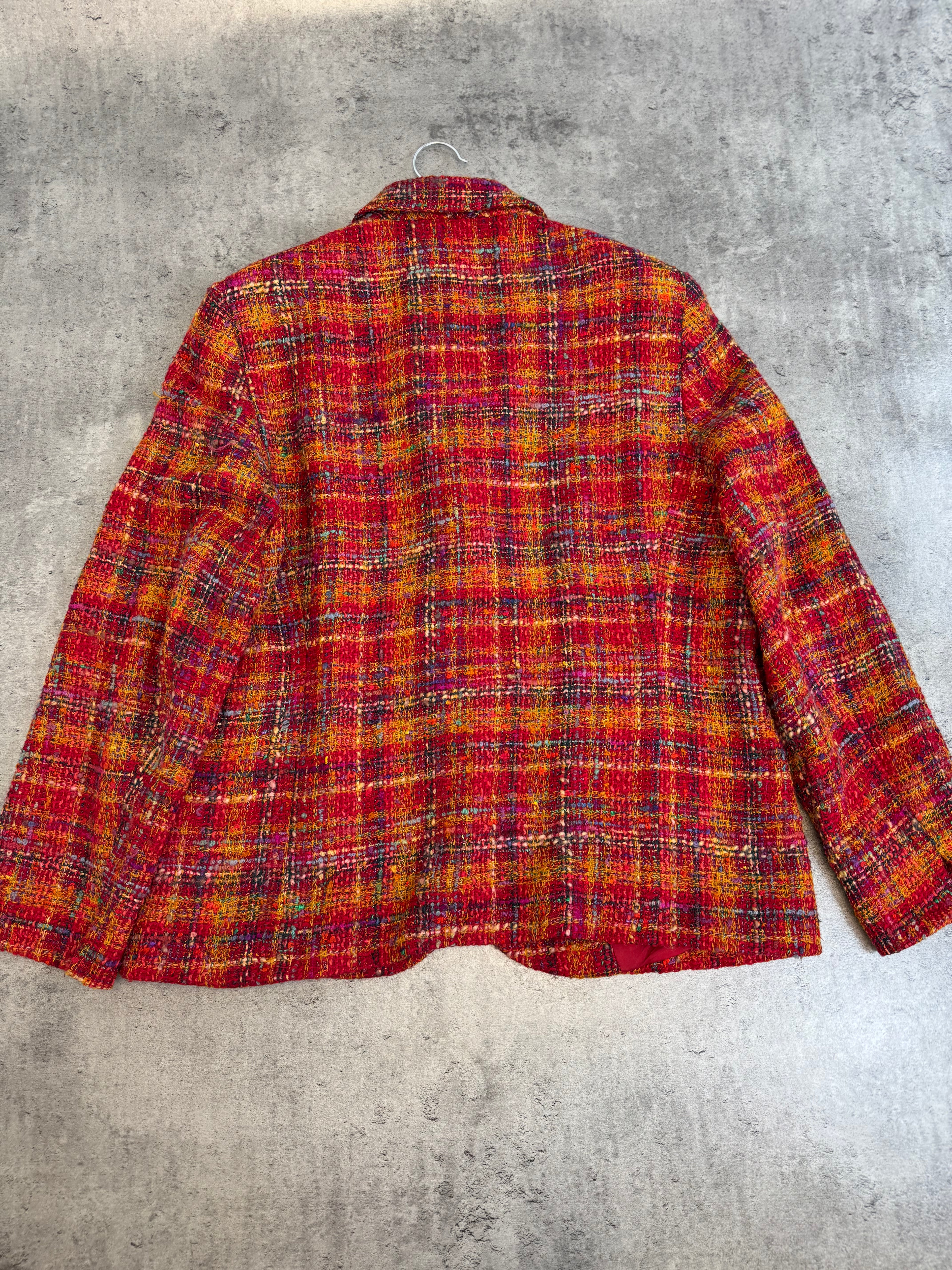 Basler 90s Tweed Blazer Jacket Colorful Wool Boucle Floral Elegancka Marynarka