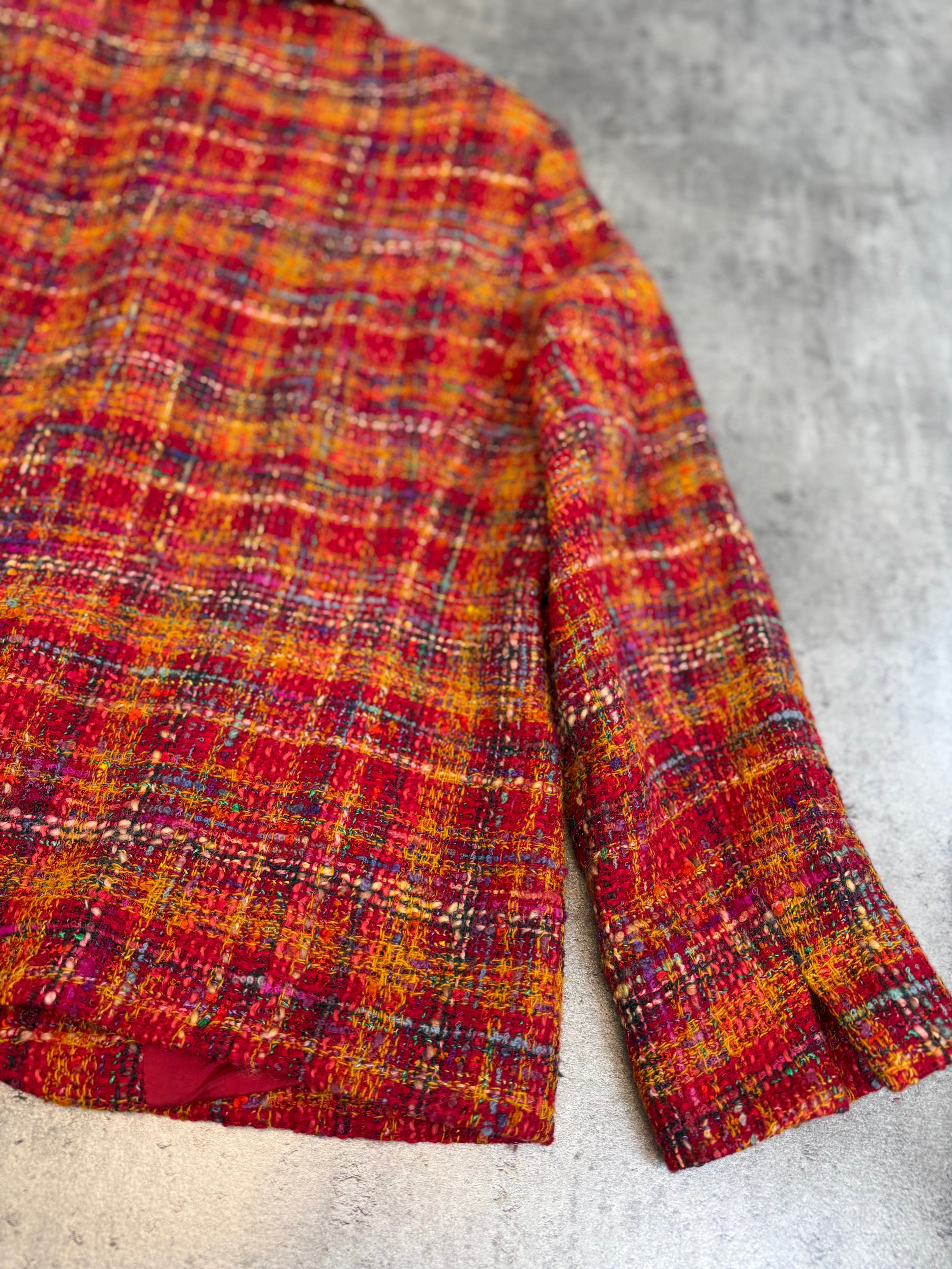 Basler 90s Tweed Blazer Jacket Colorful Wool Boucle Floral Elegancka Marynarka