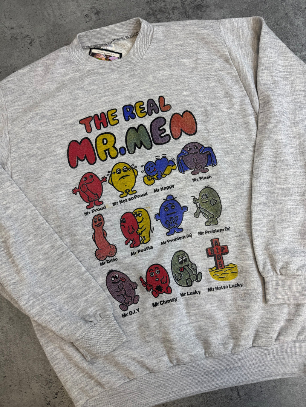 The Real Man... 90s Vintage Funny Graphic Crewneck Bluza Cartoon