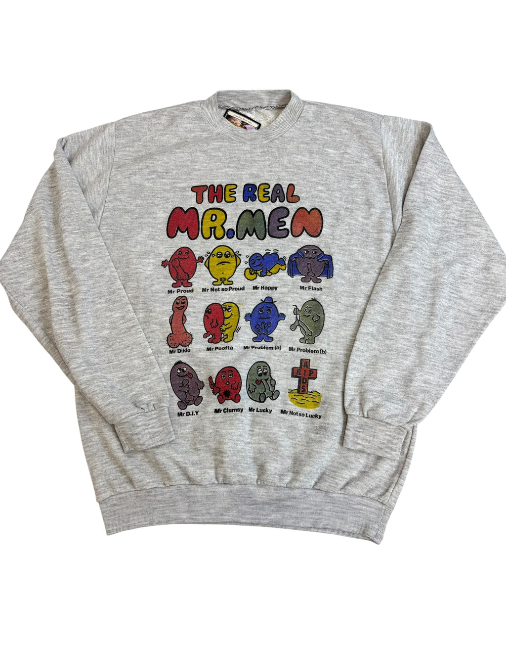 The Real Man... 90s Vintage Funny Graphic Crewneck Bluza Cartoon