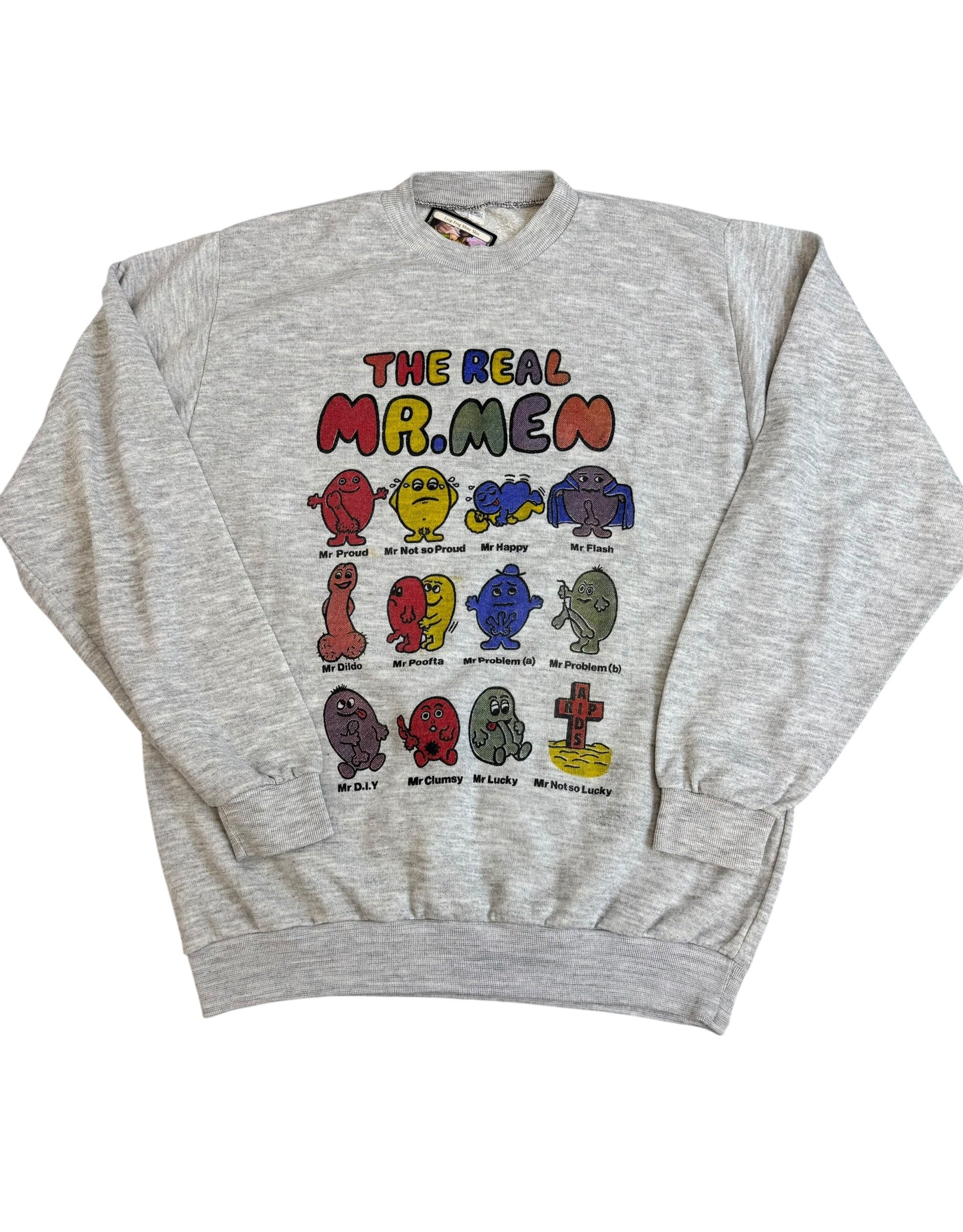The Real Man... 90s Vintage Funny Graphic Crewneck Bluza Cartoon