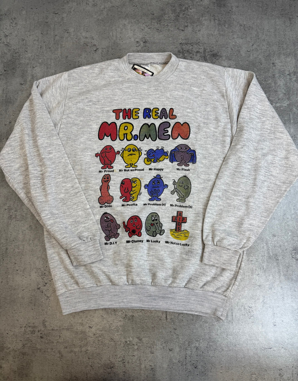 The Real Man... 90s Vintage Funny Graphic Crewneck Bluza Cartoon