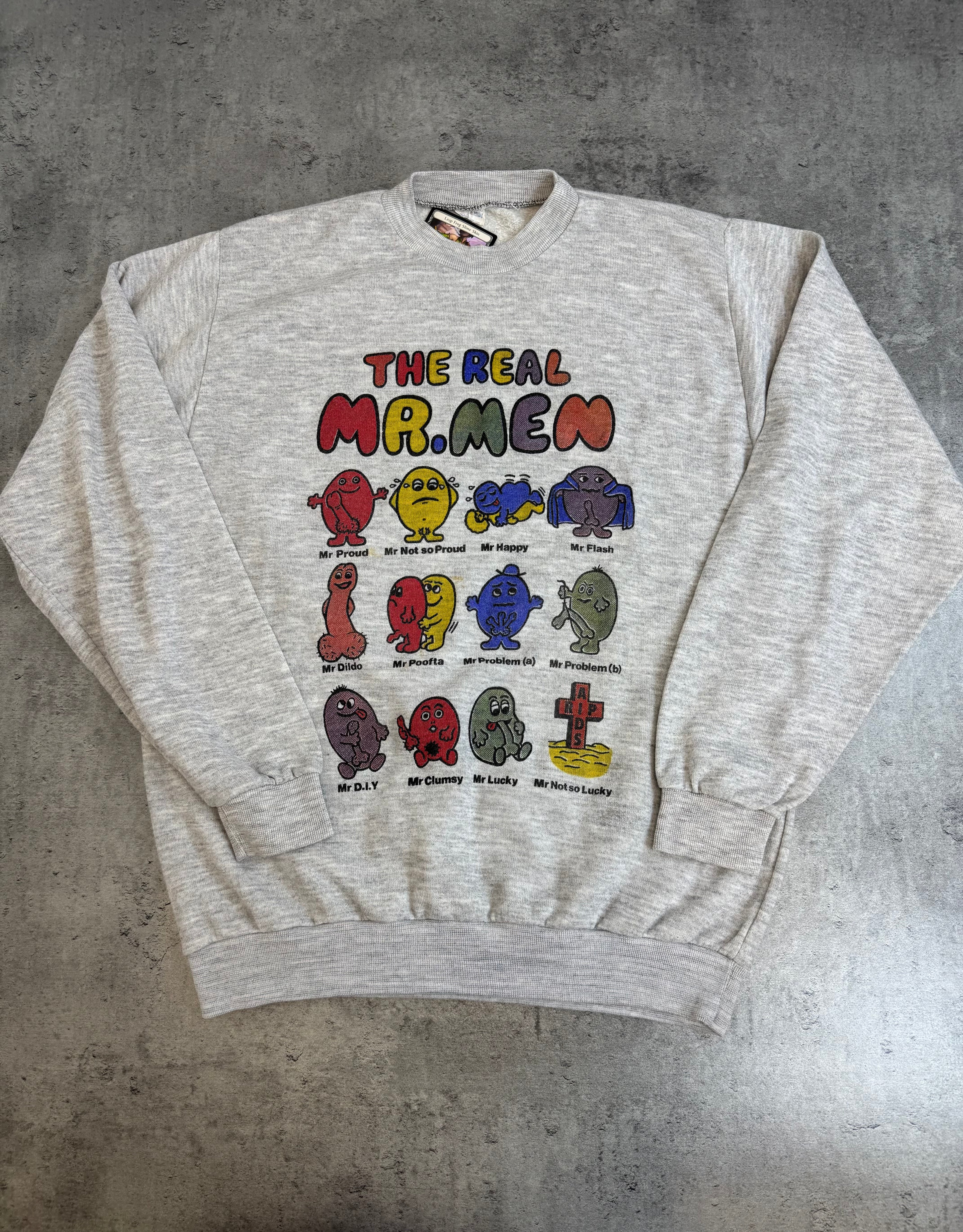The Real Man... 90s Vintage Funny Graphic Crewneck Bluza Cartoon