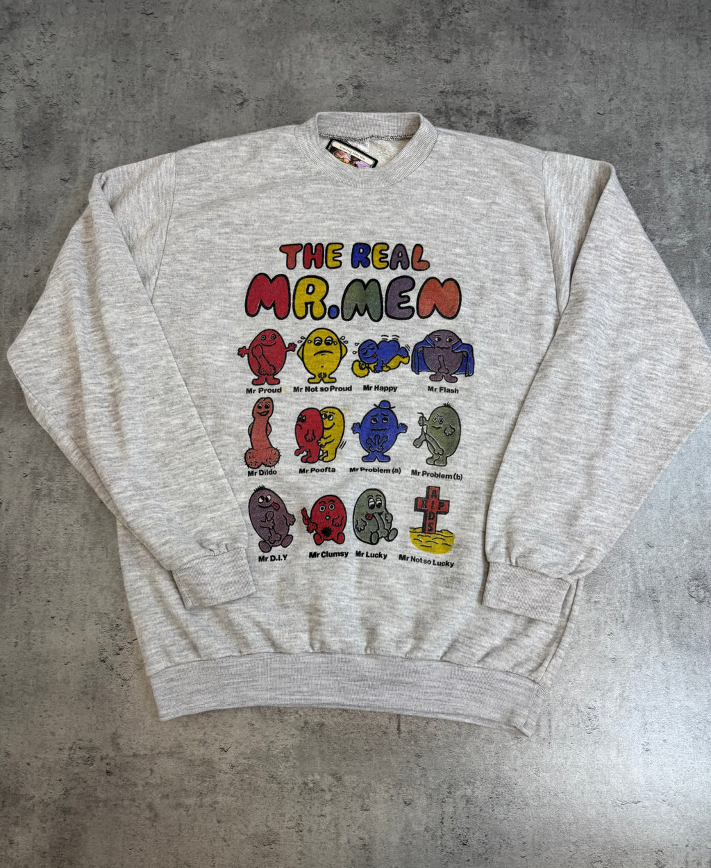 The Real Man... 90s Vintage Funny Graphic Crewneck Bluza Cartoon