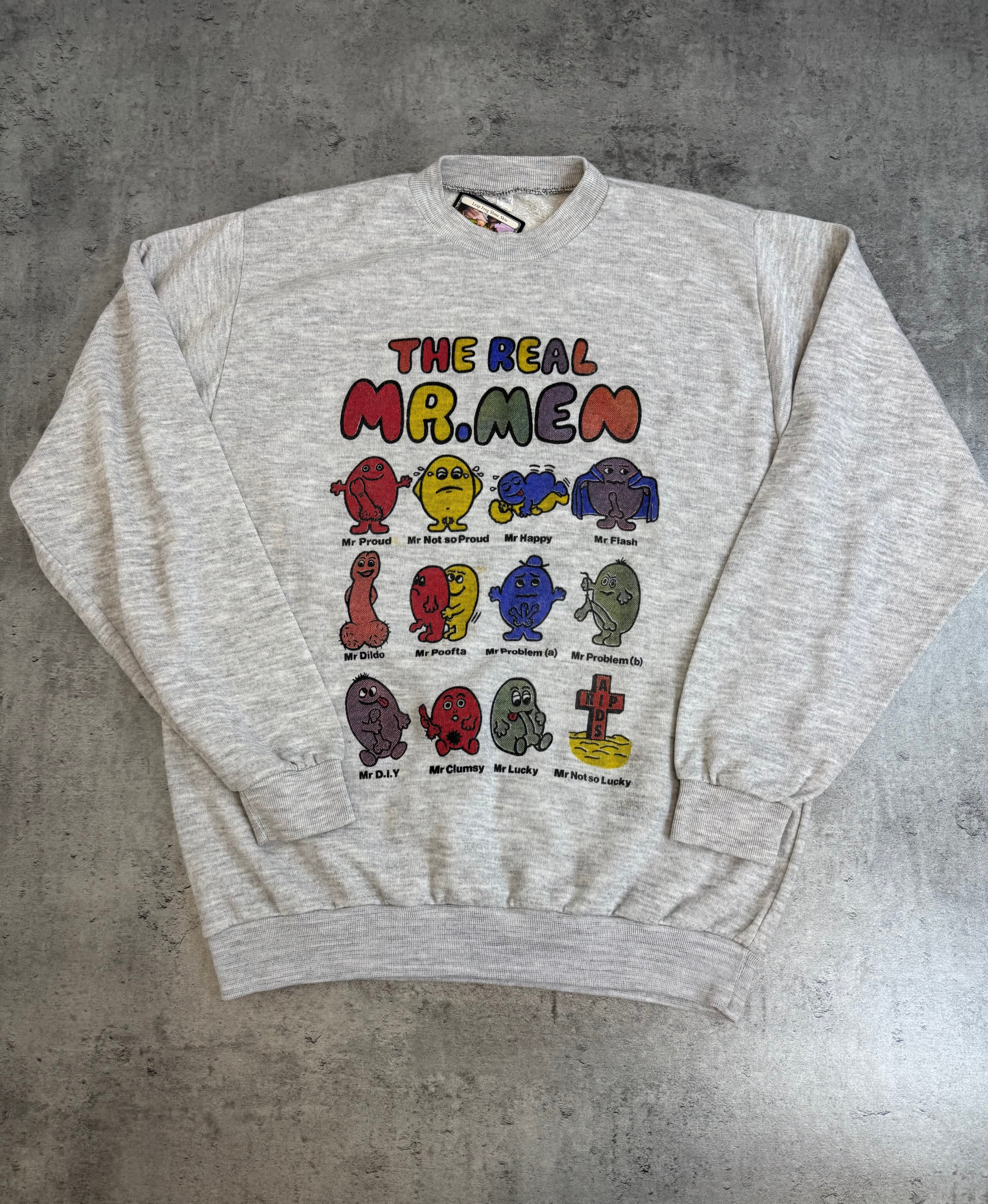 The Real Man... 90s Vintage Funny Graphic Crewneck Bluza Cartoon