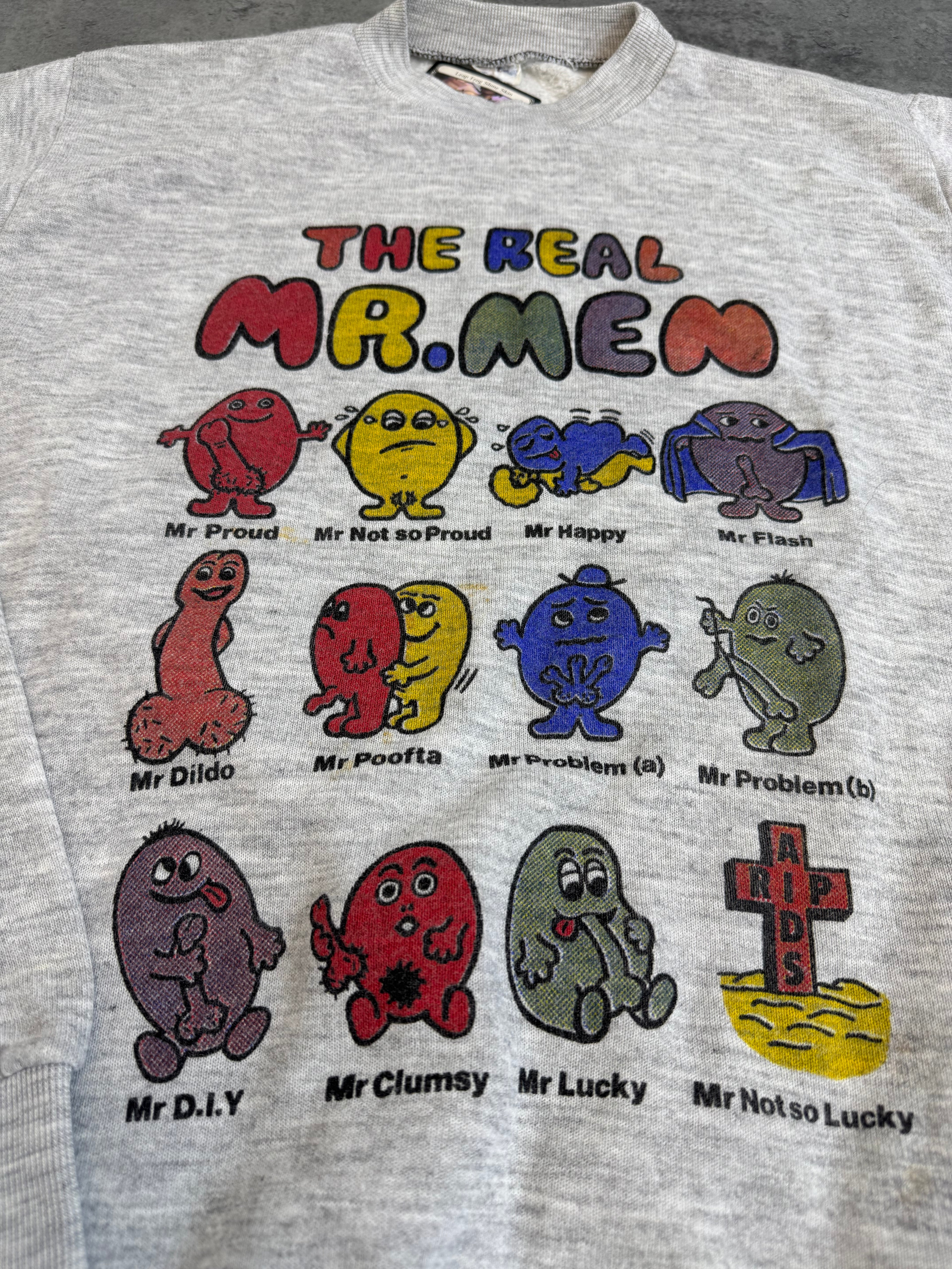 The Real Man... 90s Vintage Funny Graphic Crewneck Bluza Cartoon