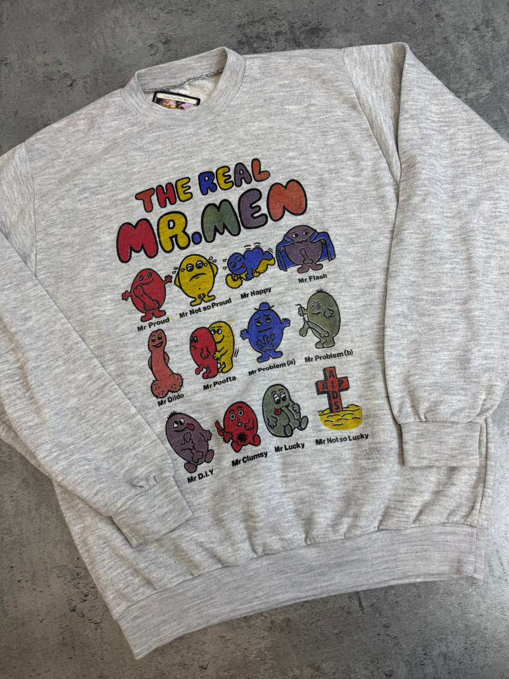 The Real Man... 90s Vintage Funny Graphic Crewneck Bluza Cartoon