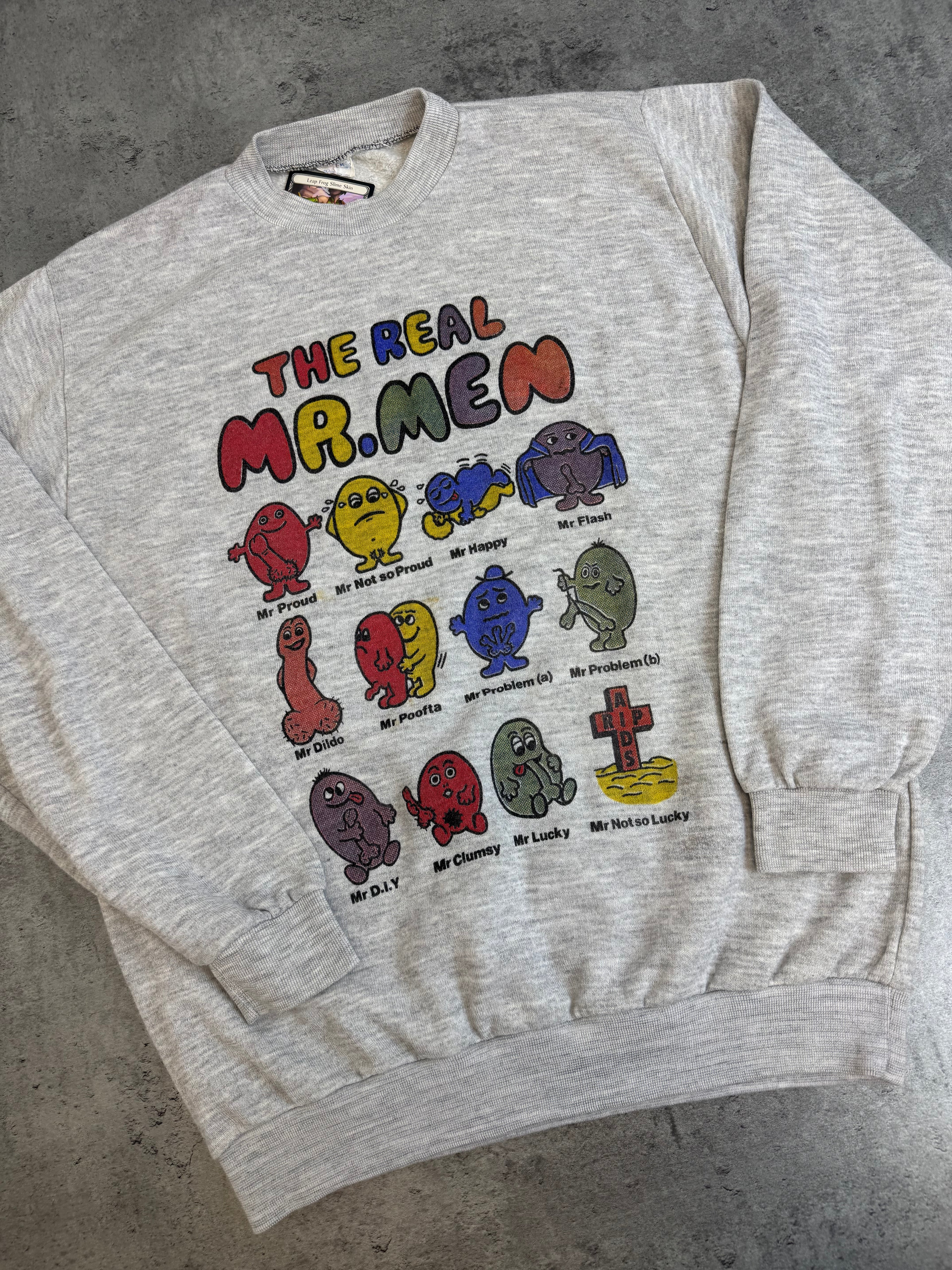 The Real Man... 90s Vintage Funny Graphic Crewneck Bluza Cartoon