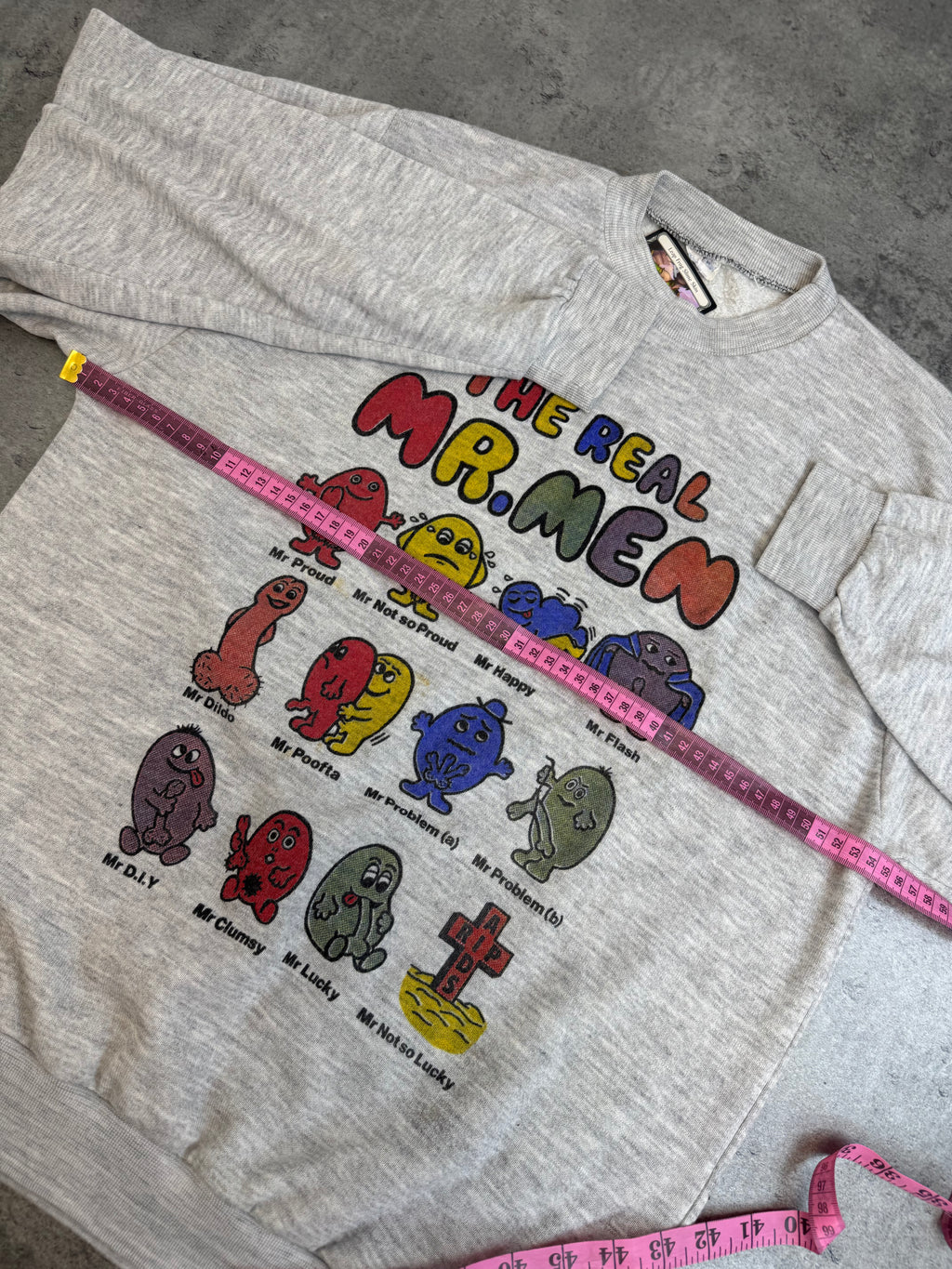 The Real Man... 90s Vintage Funny Graphic Crewneck Bluza Cartoon