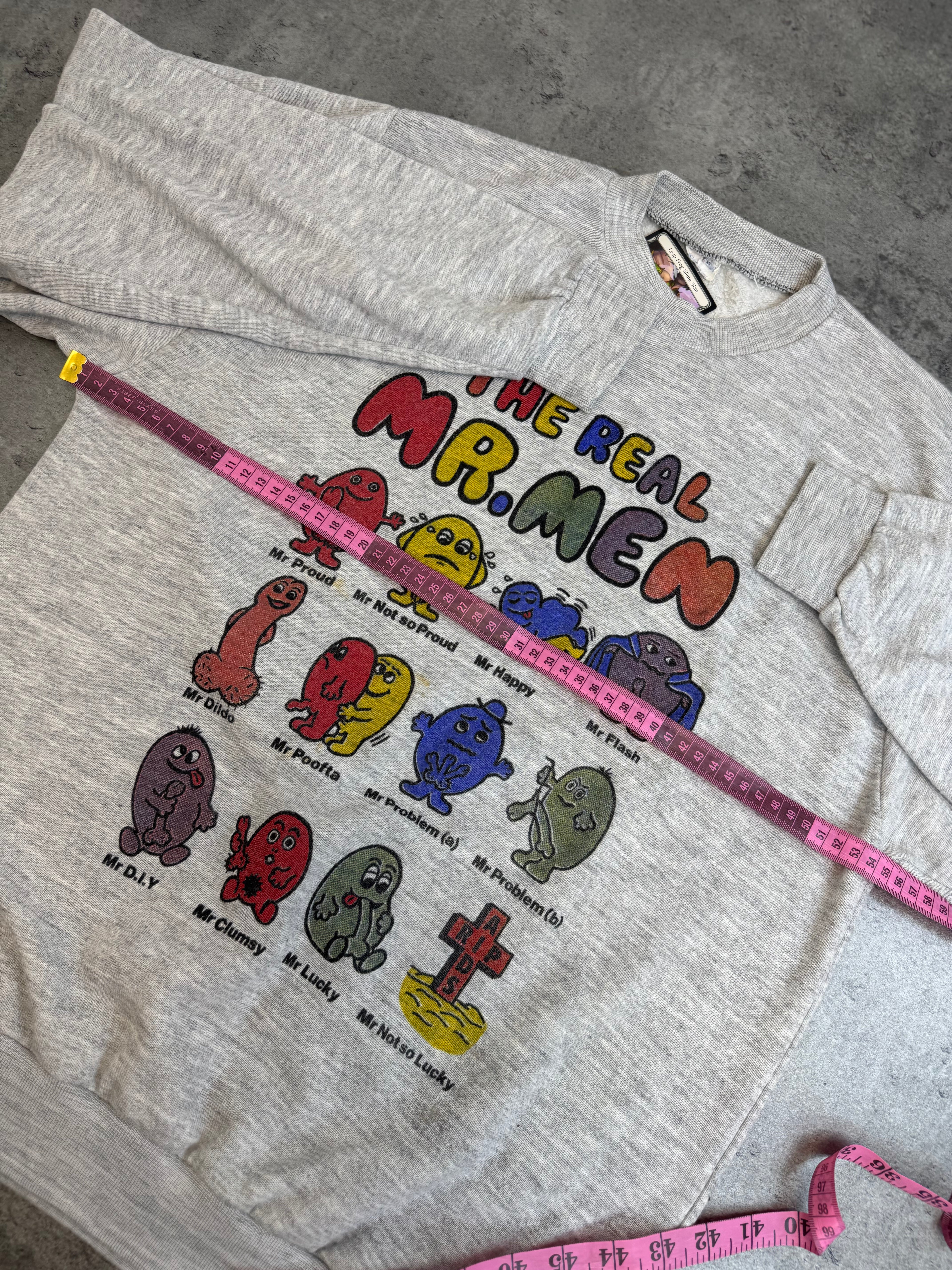 The Real Man... 90s Vintage Funny Graphic Crewneck Bluza Cartoon