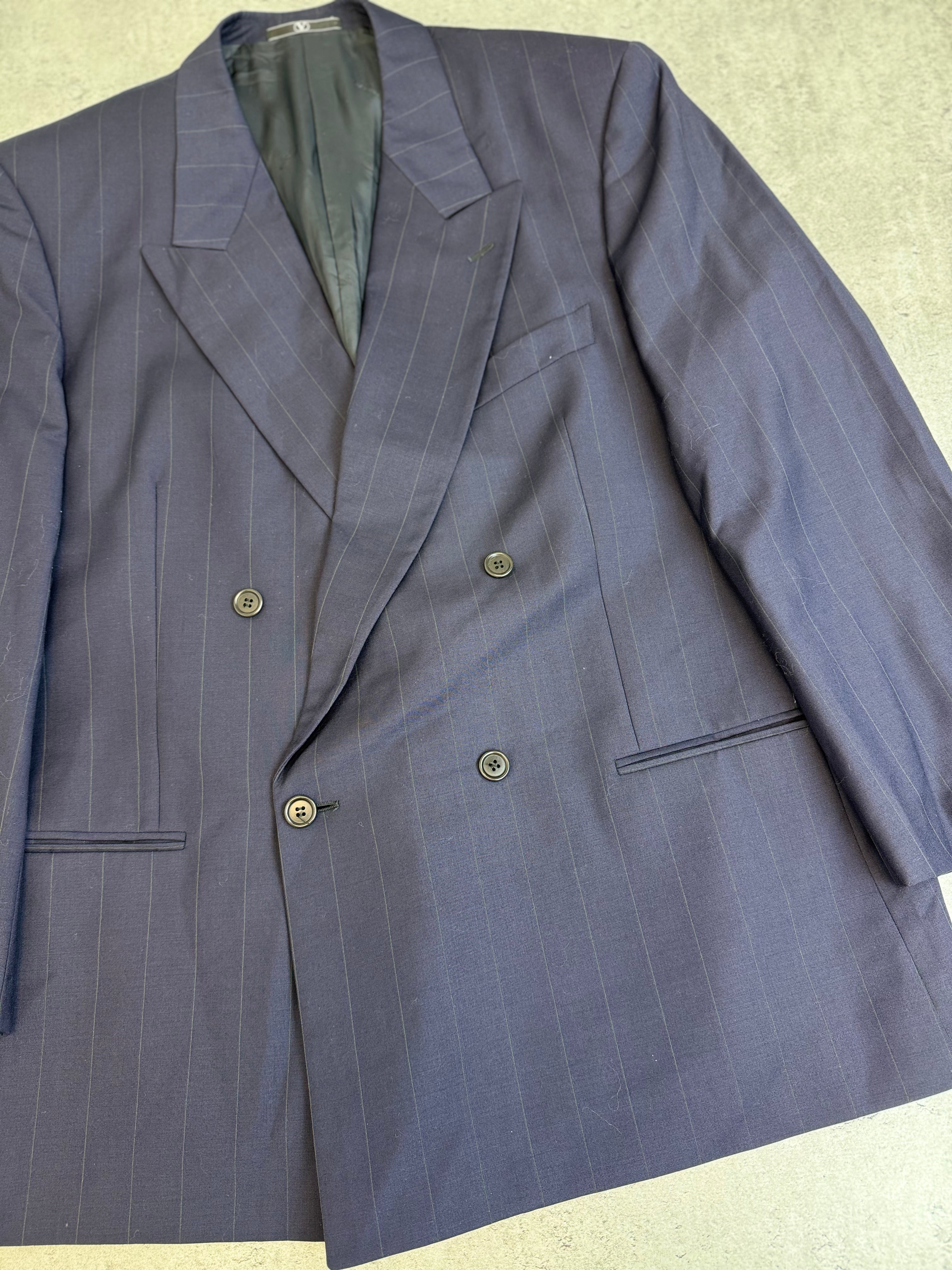 Valentino 90s Wełniany Dwurzędowy Garnitur Set Marynarka Spodnie Wełniane Vintage designer highend