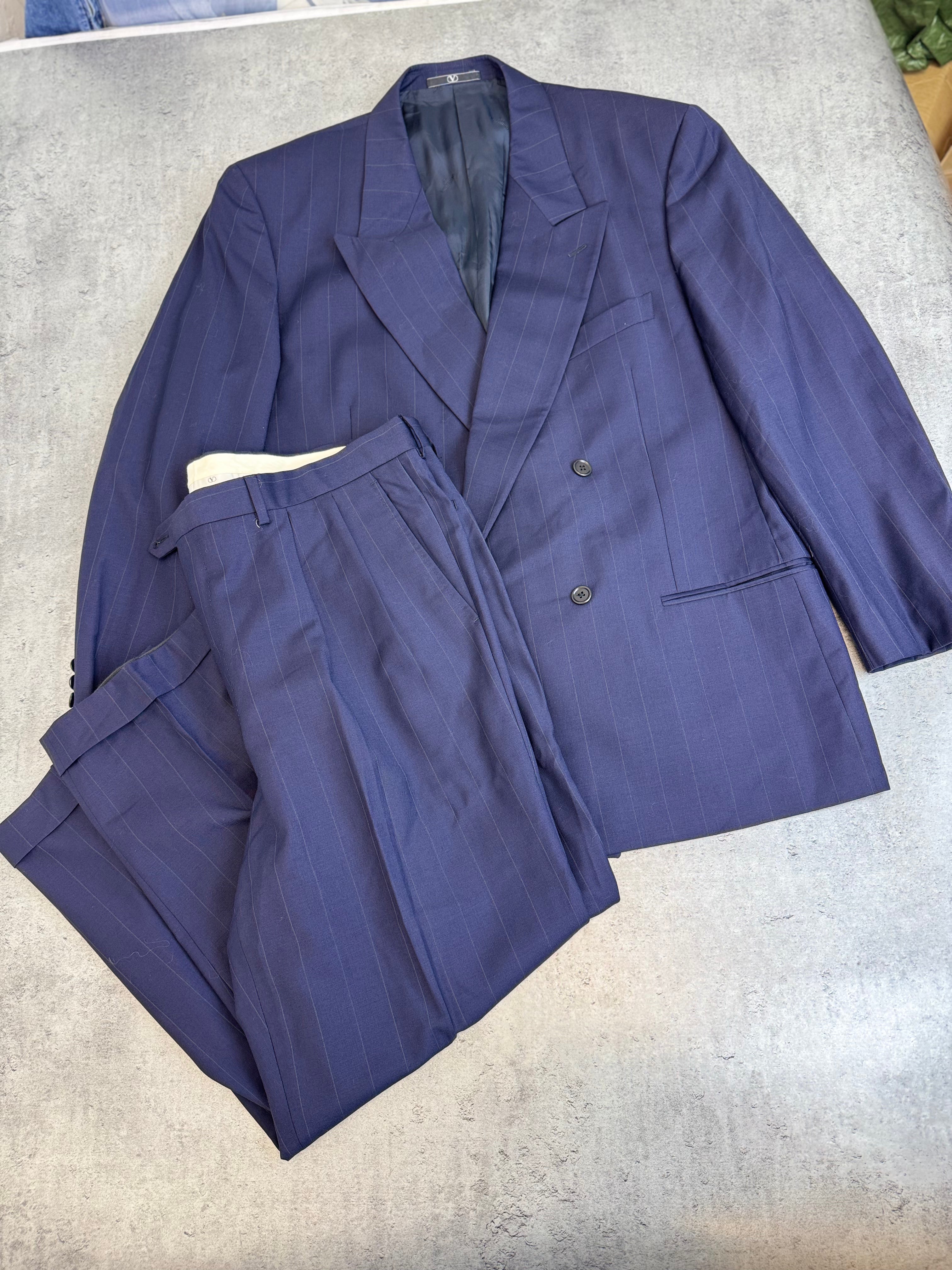 Valentino 90s Wełniany Dwurzędowy Garnitur Set Marynarka Spodnie Wełniane Vintage designer highend