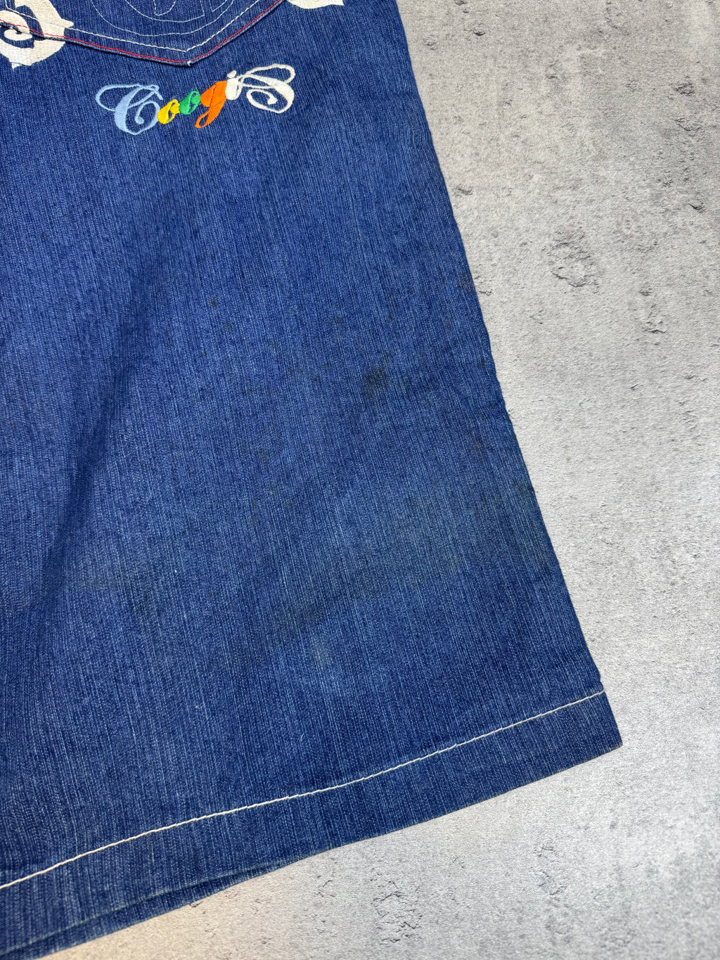 Coogi Baggy Jorts Spodenki Długie Szerokie Jeansowe Szorty Oldschool 90s Vintage Embroidery