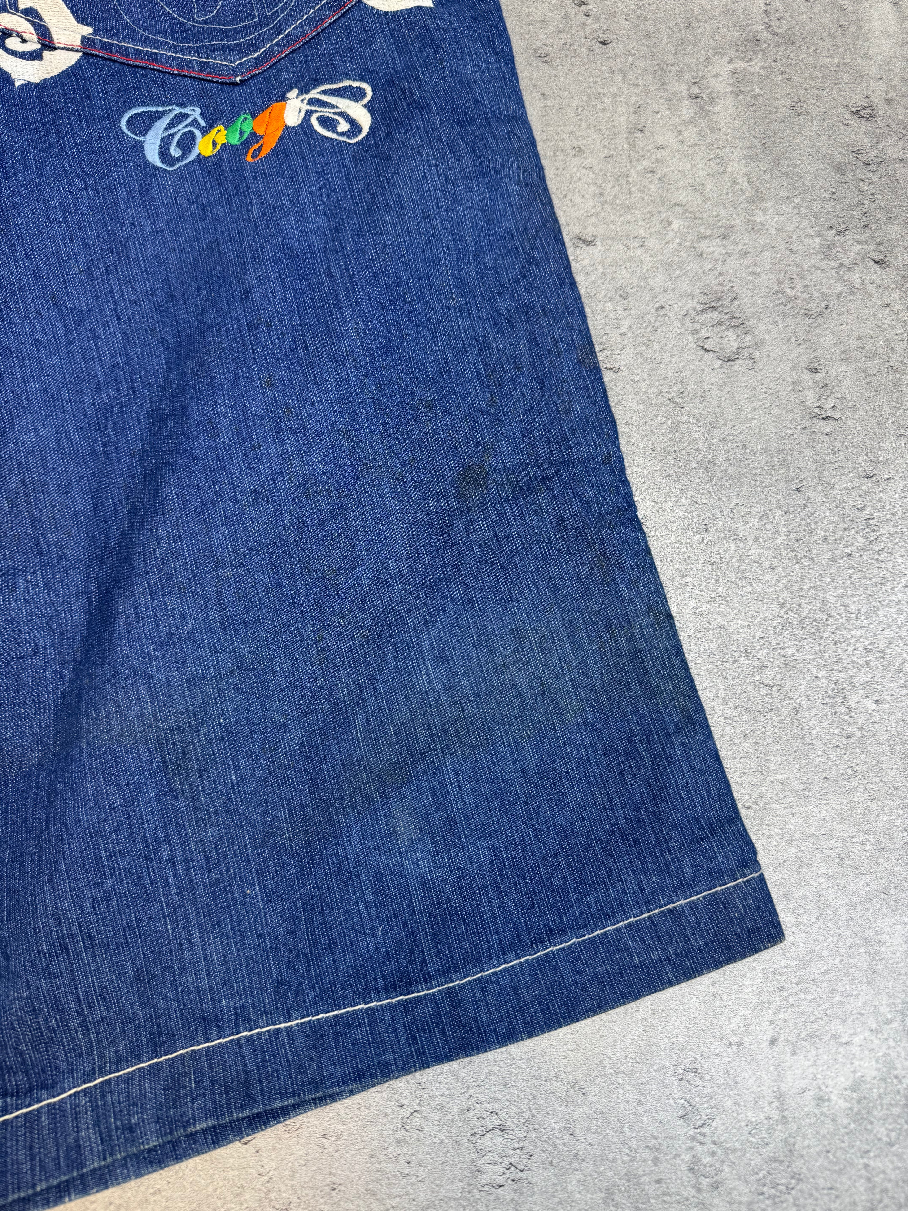 Coogi Baggy Jorts Spodenki Długie Szerokie Jeansowe Szorty Oldschool 90s Vintage Embroidery