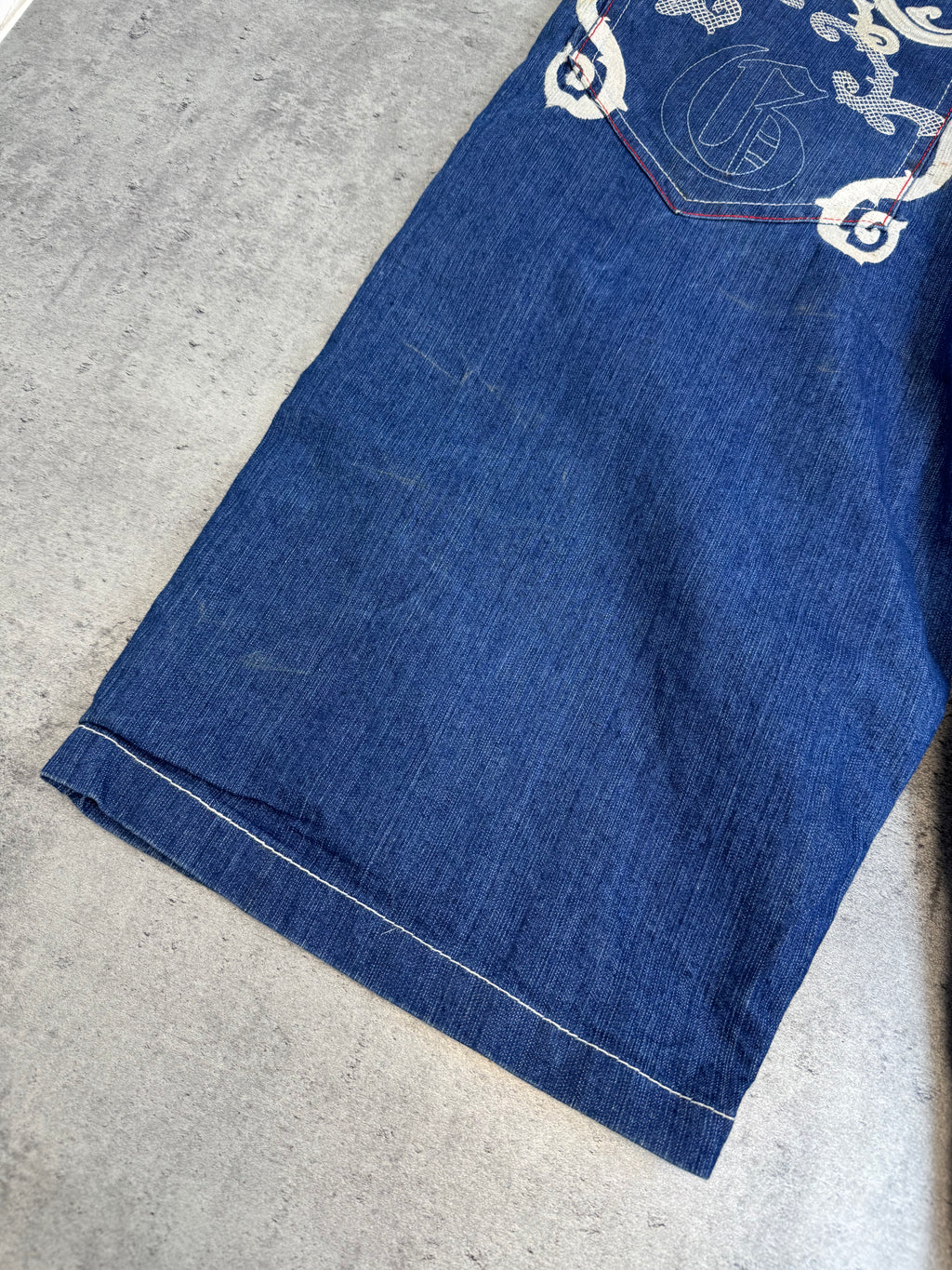 Coogi Baggy Jorts Spodenki Długie Szerokie Jeansowe Szorty Oldschool 90s Vintage Embroidery