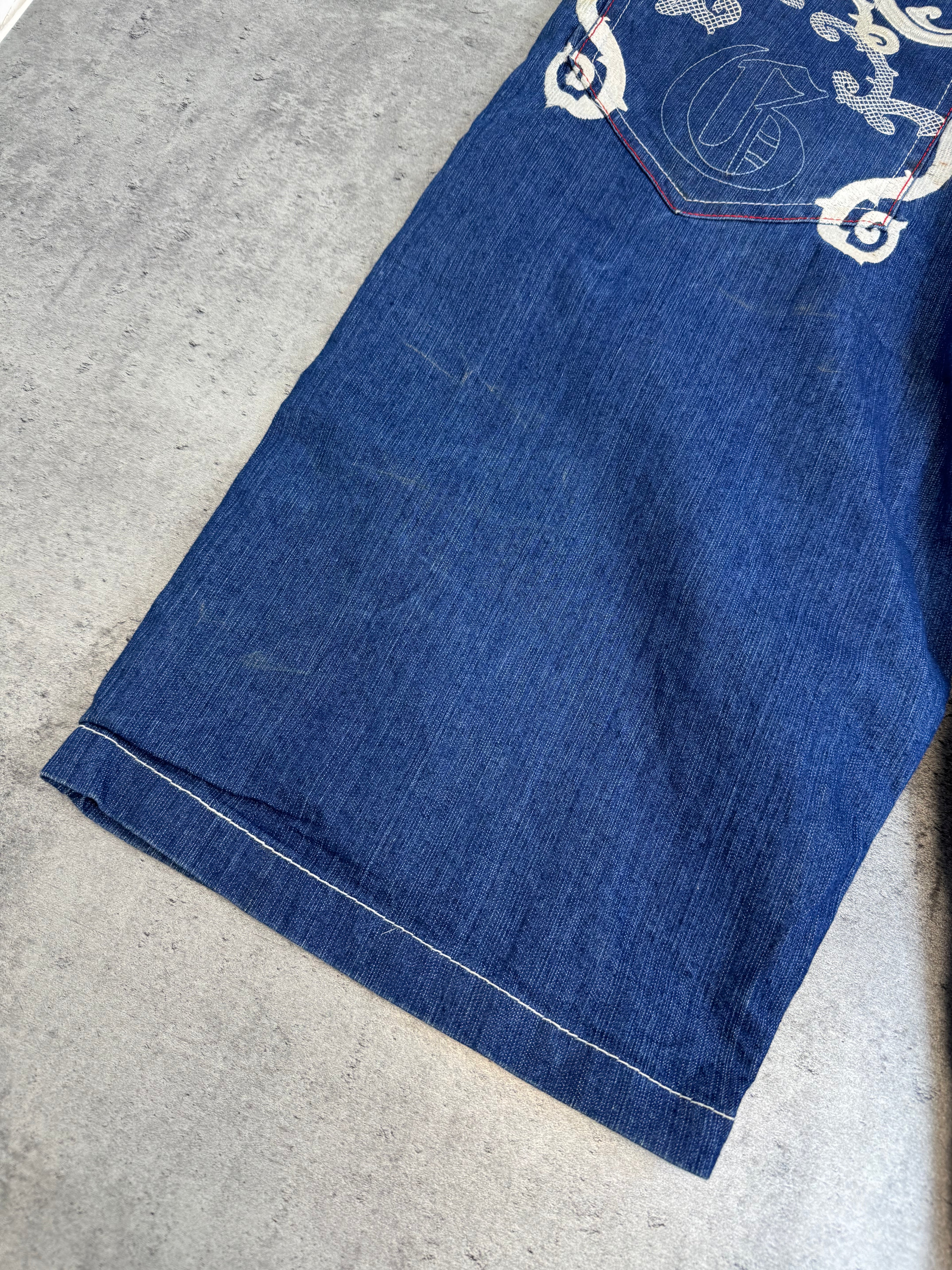 Coogi Baggy Jorts Spodenki Długie Szerokie Jeansowe Szorty Oldschool 90s Vintage Embroidery