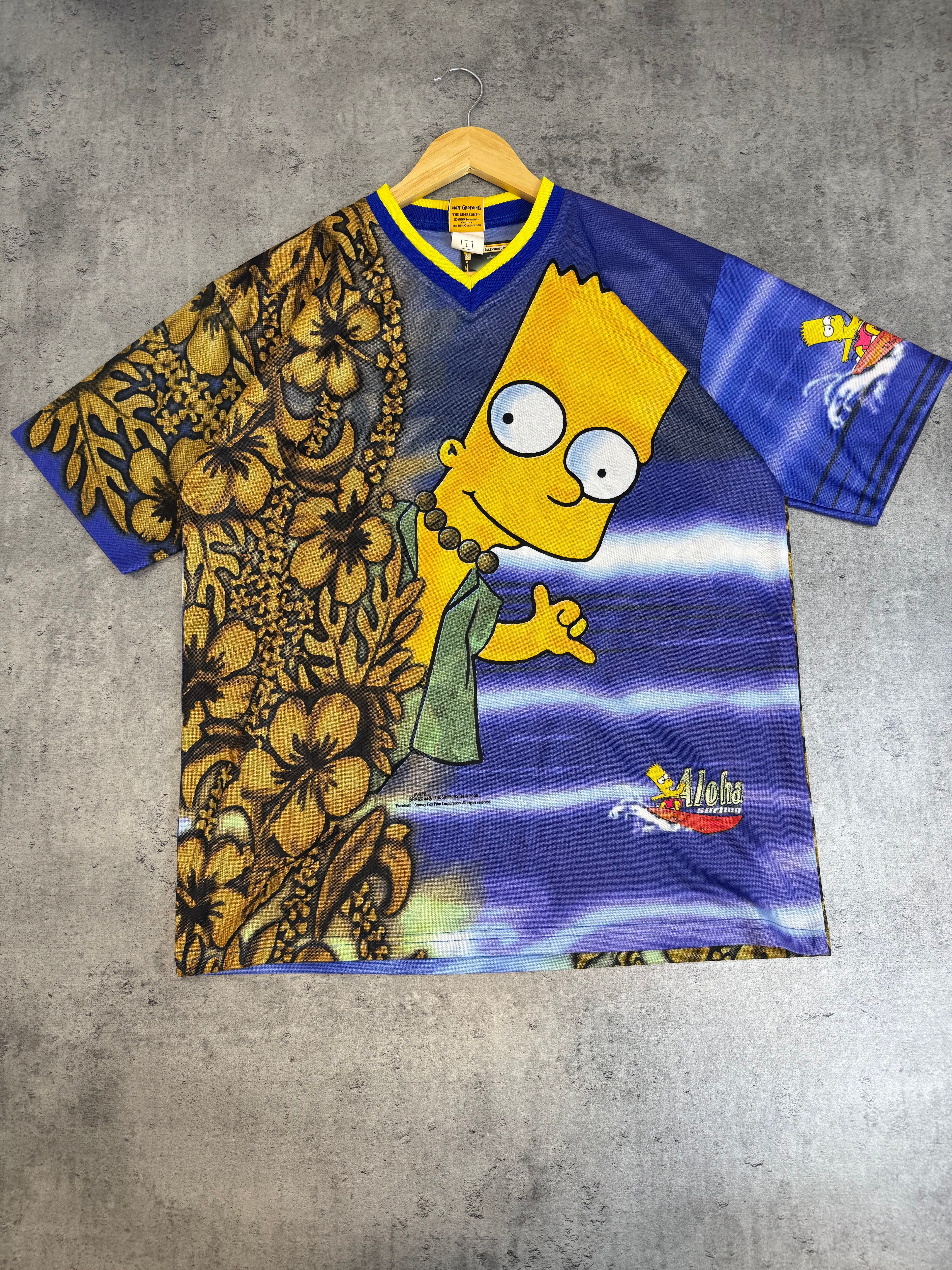 1999 Aloha Bart Simpsons 90s Vintage Simpsonowie Koszulka AOP Cartoon Fairy Hawaiian Wakacyjna